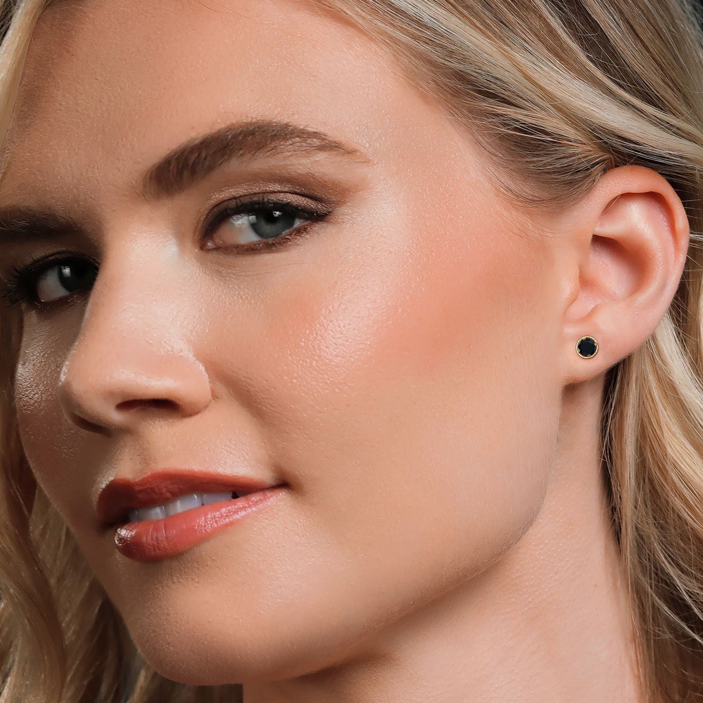 14K Yellow Gold Gemstone Birthstone Stud Earrings | Round 5MM | Gold Earrings For Women Men