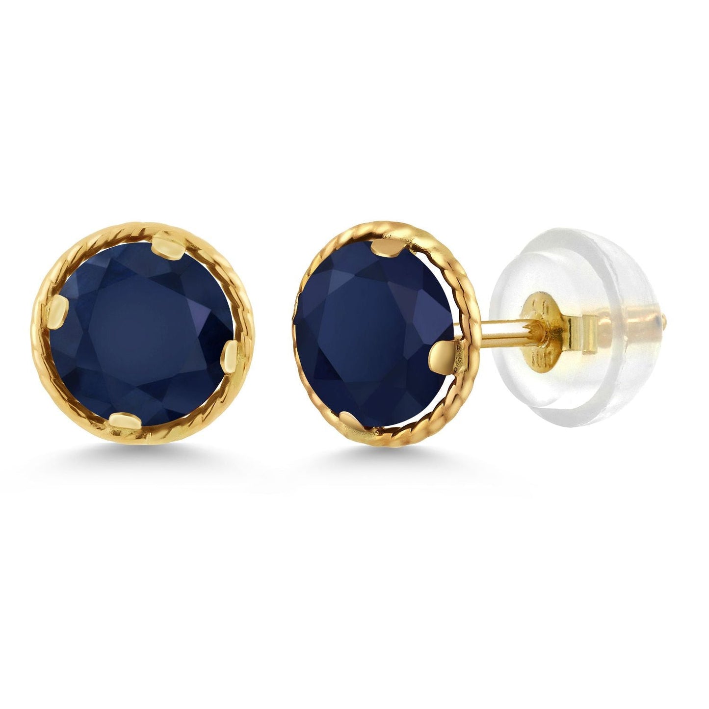 14K Yellow Gold Gemstone Birthstone Stud Earrings | Round 5MM | Gold Earrings For Women Men