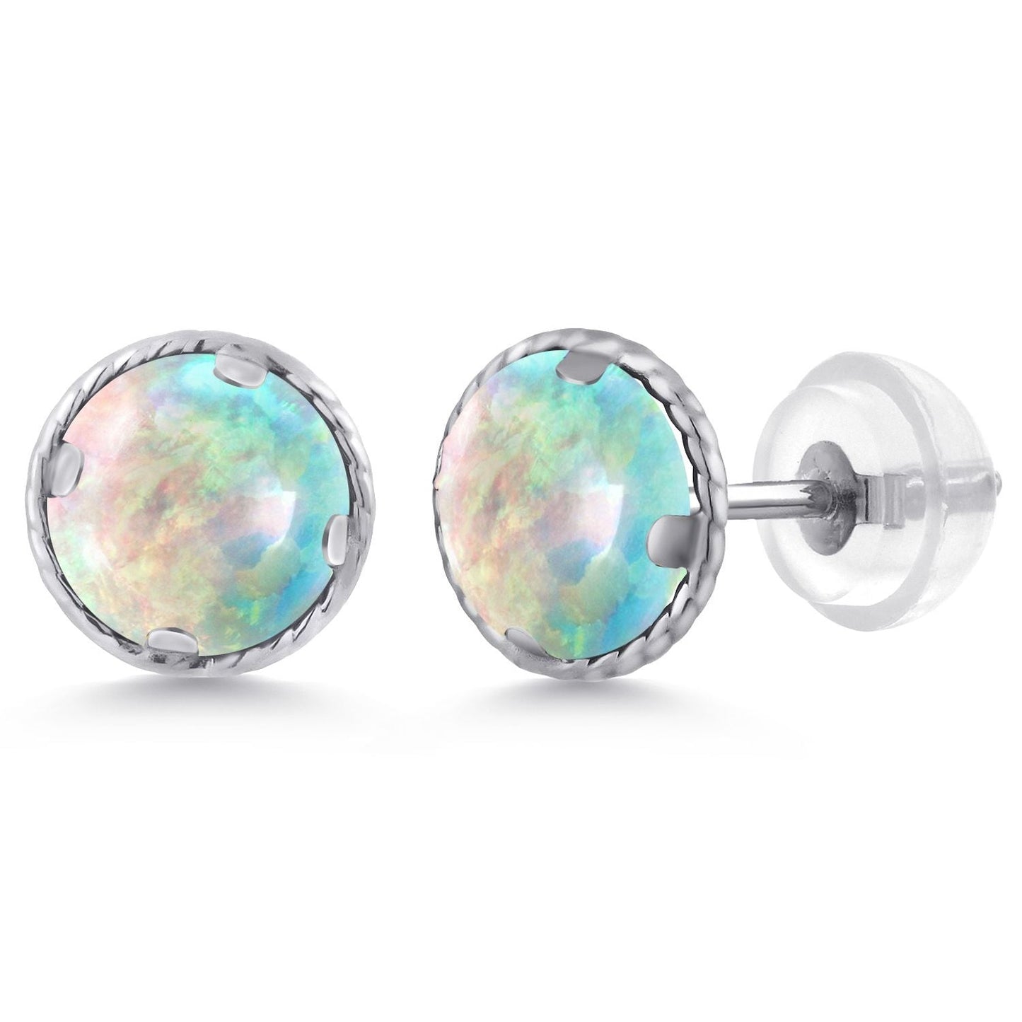 14K Gold 6MM Round Gemstone Birthstone Stud Earrings | Gold Earrings For Women Men