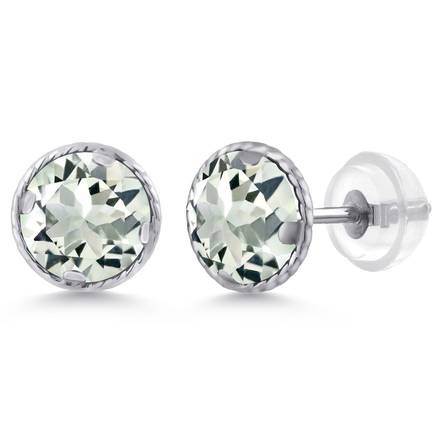 14K Gold 6MM Round Gemstone Birthstone Stud Earrings | Gold Earrings For Women Men