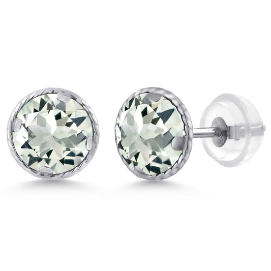 14K Gold 6MM Round Gemstone Birthstone Stud Earrings | Gold Earrings For Women Men