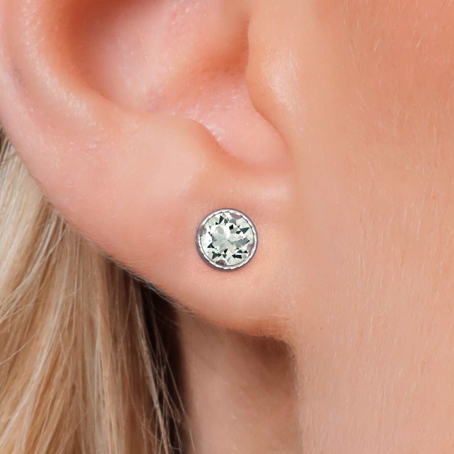 14K Gold 6MM Round Gemstone Birthstone Stud Earrings | Gold Earrings For Women Men