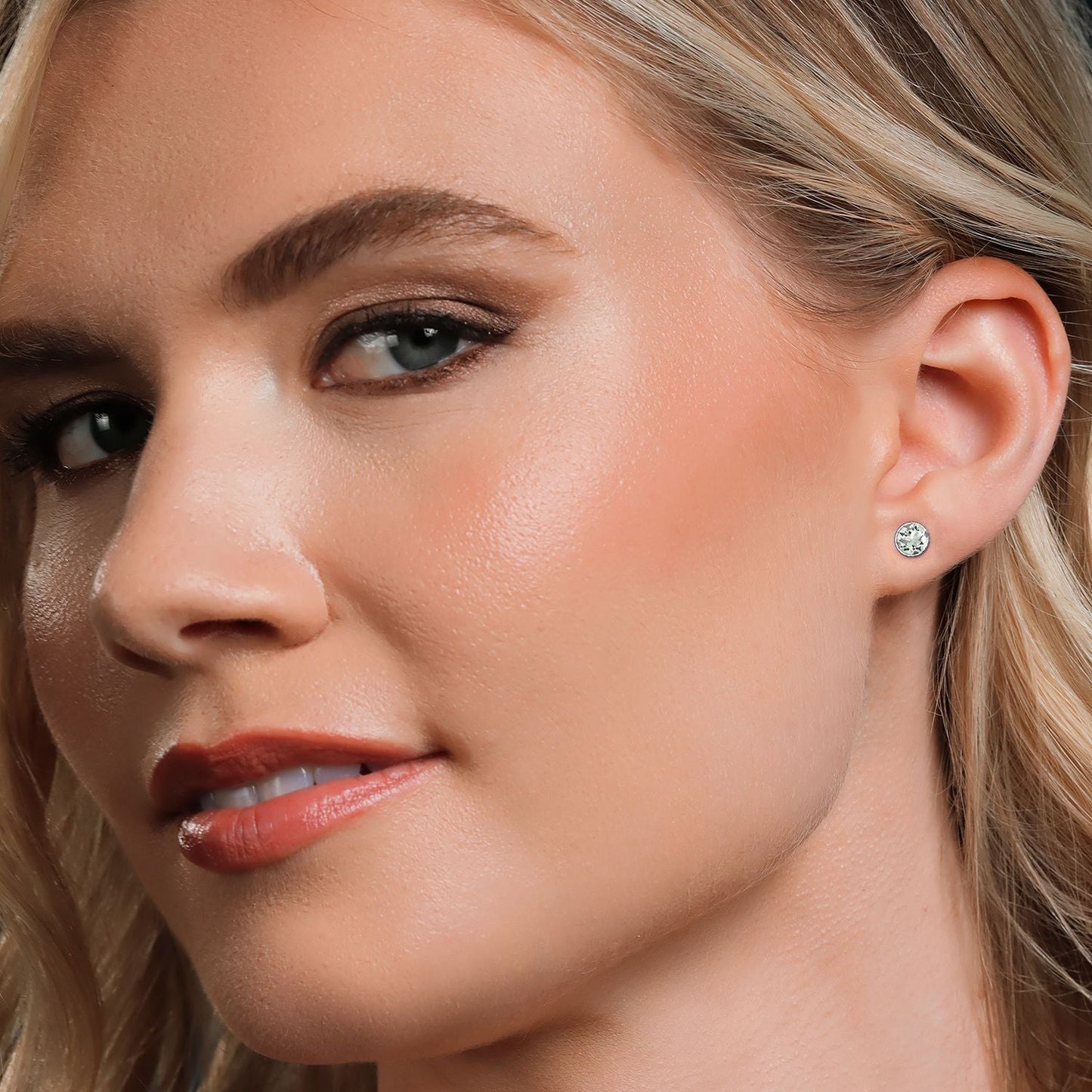 14K Gold 6MM Round Gemstone Birthstone Stud Earrings | Gold Earrings For Women Men