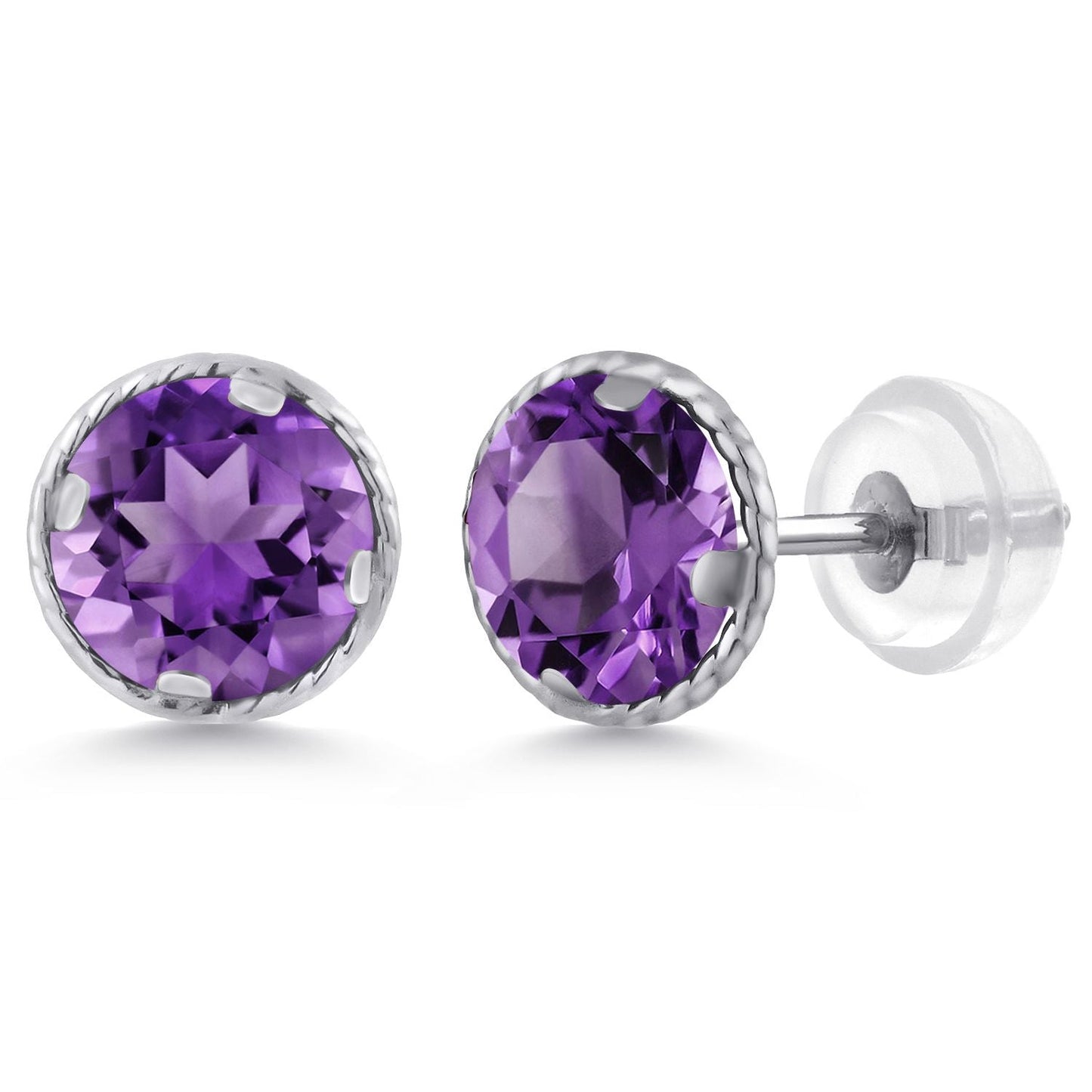 14K Gold 6MM Round Gemstone Birthstone Stud Earrings | Gold Earrings For Women Men