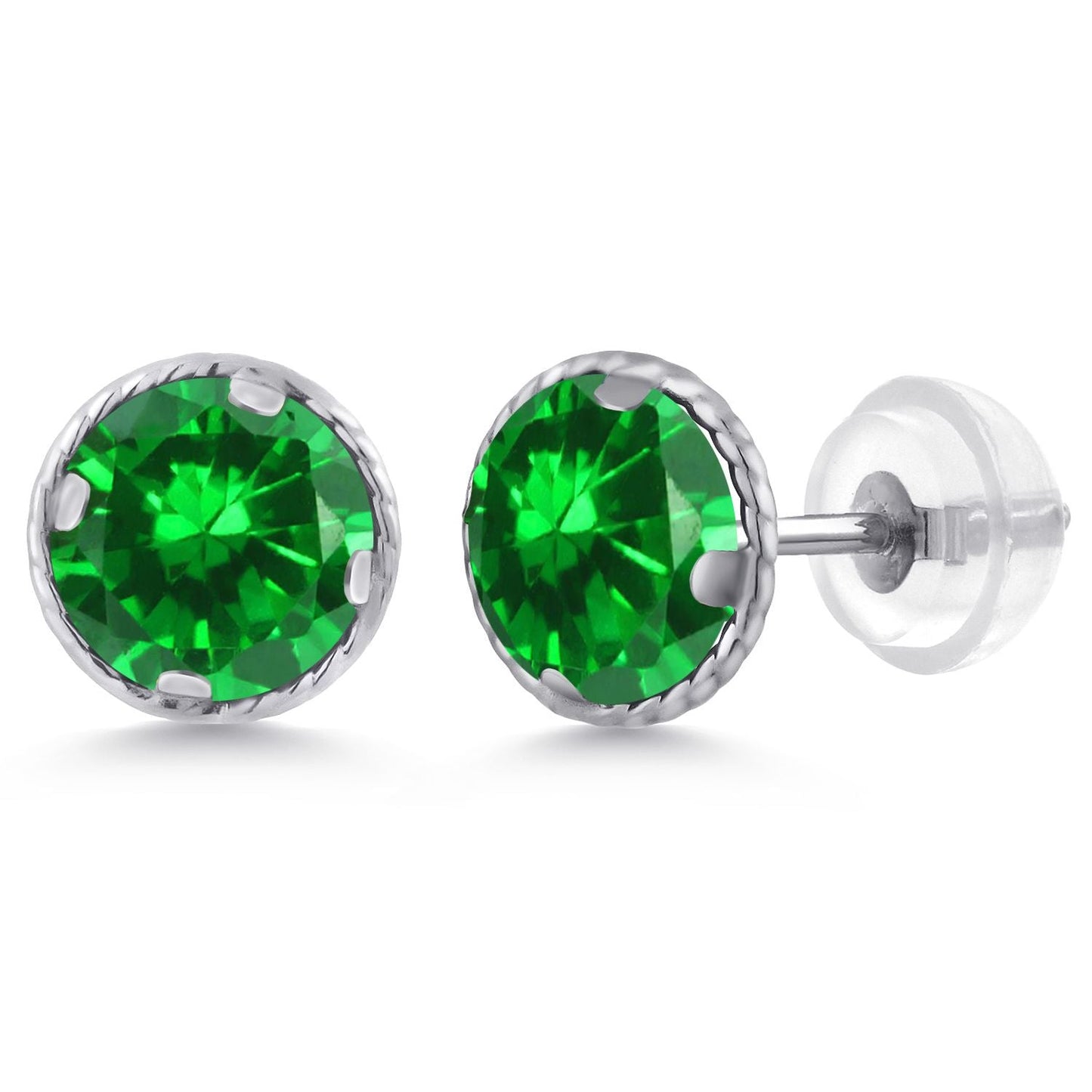 14K Gold 6MM Round Gemstone Birthstone Stud Earrings | Gold Earrings For Women Men
