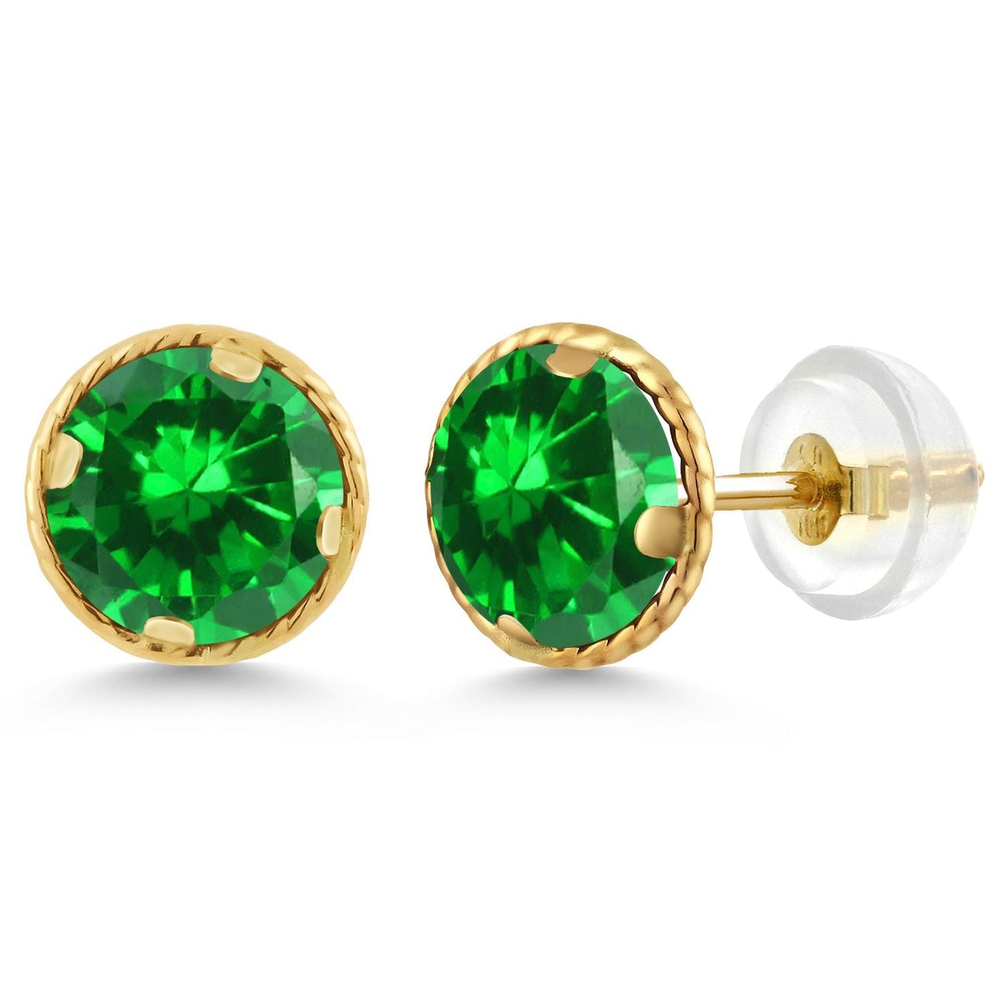 14K Gold 6MM Round Gemstone Birthstone Stud Earrings | Gold Earrings For Women Men