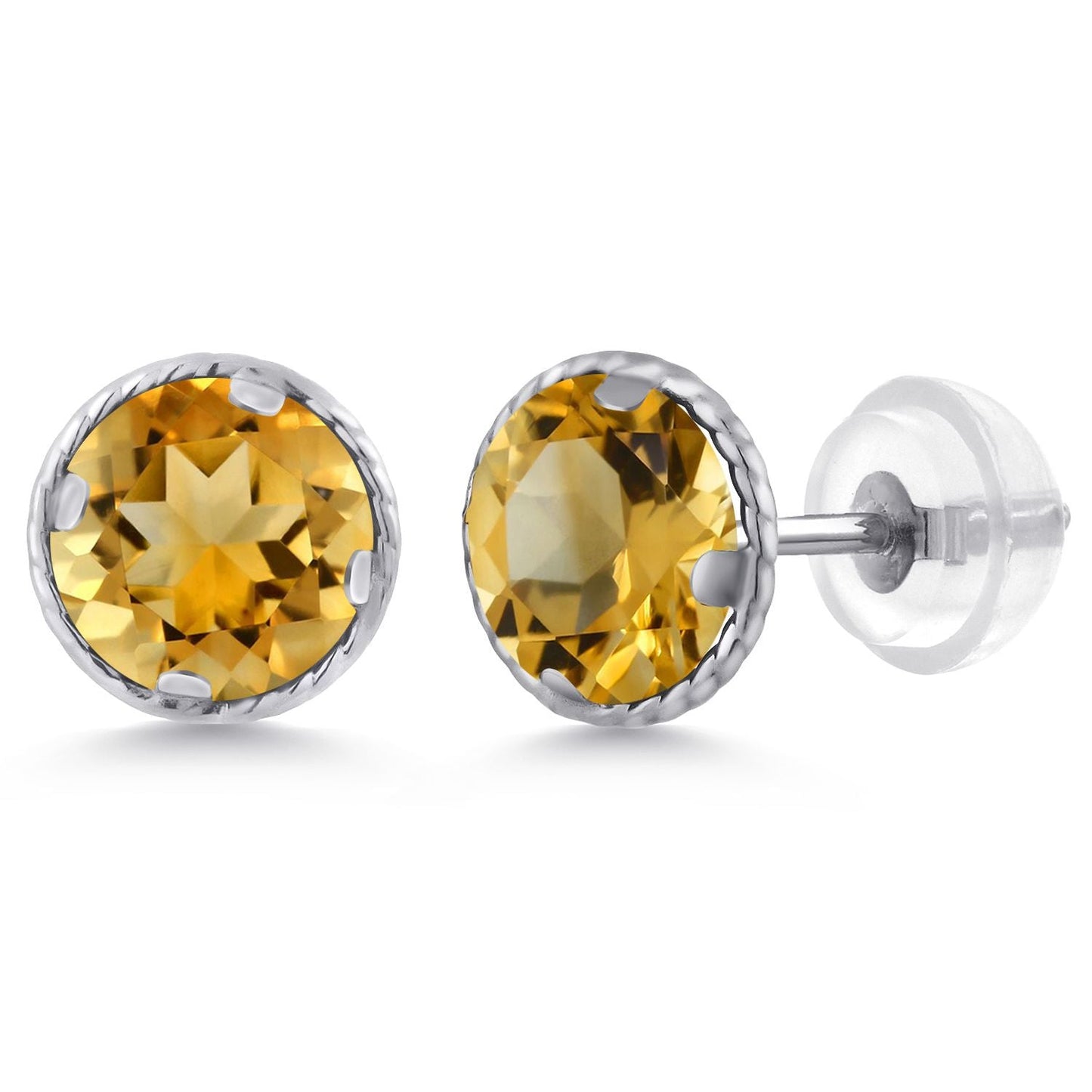 14K Gold 6MM Round Gemstone Birthstone Stud Earrings | Gold Earrings For Women Men