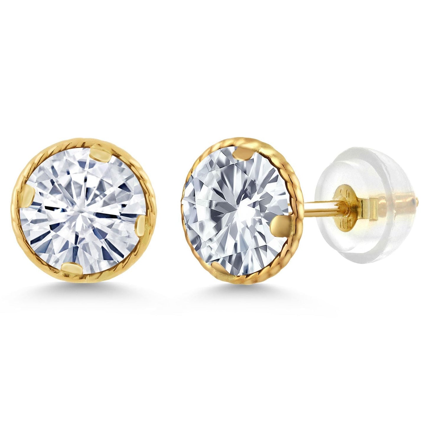 14K Gold 6MM Round Gemstone Birthstone Stud Earrings | Gold Earrings For Women Men