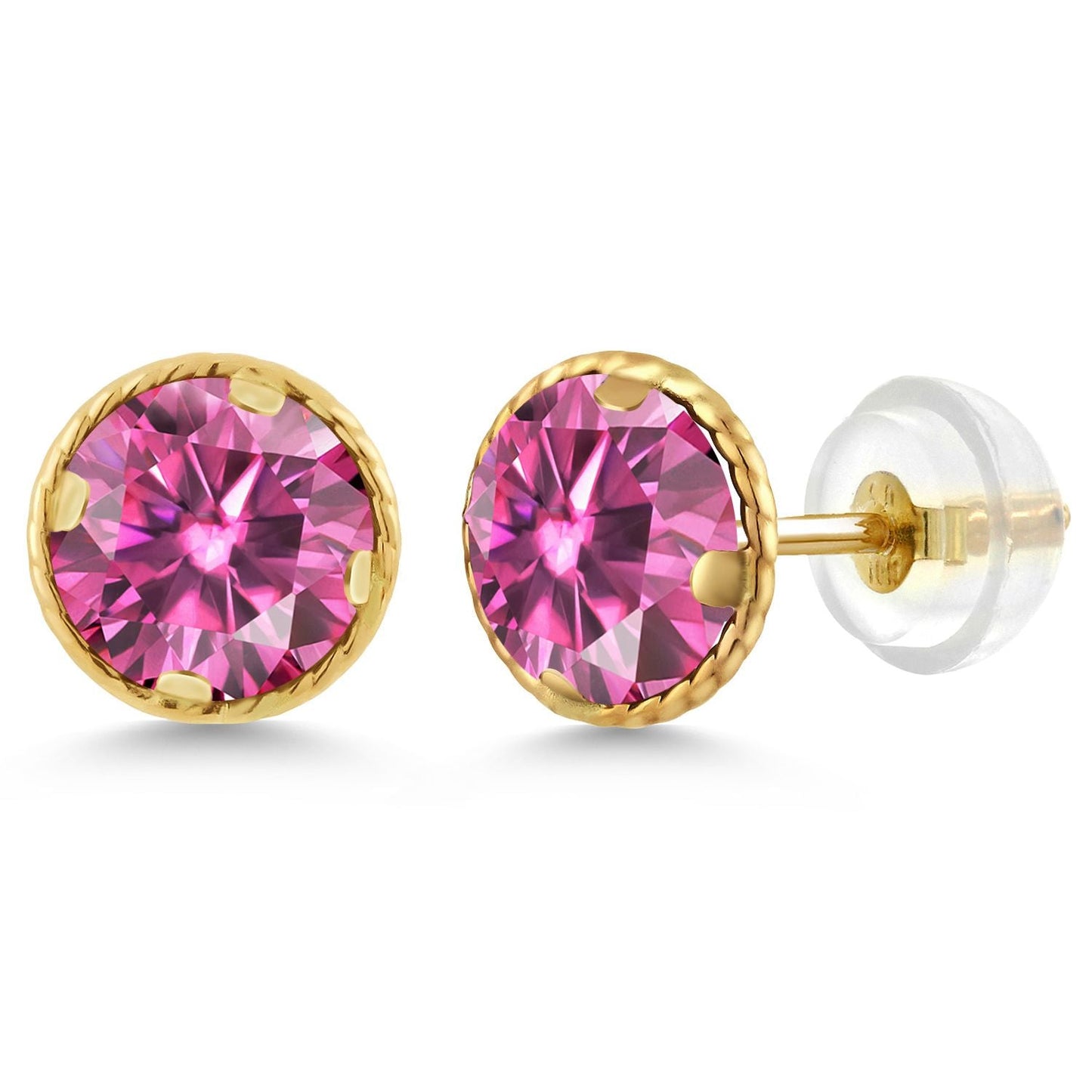 14K Gold 6MM Round Gemstone Birthstone Stud Earrings | Gold Earrings For Women Men