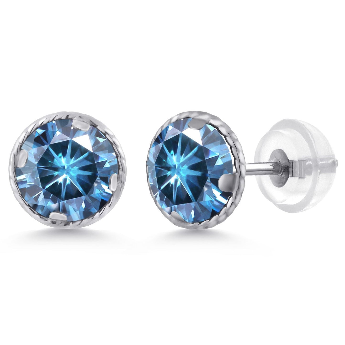 14K Gold 6MM Round Gemstone Birthstone Stud Earrings | Gold Earrings For Women Men
