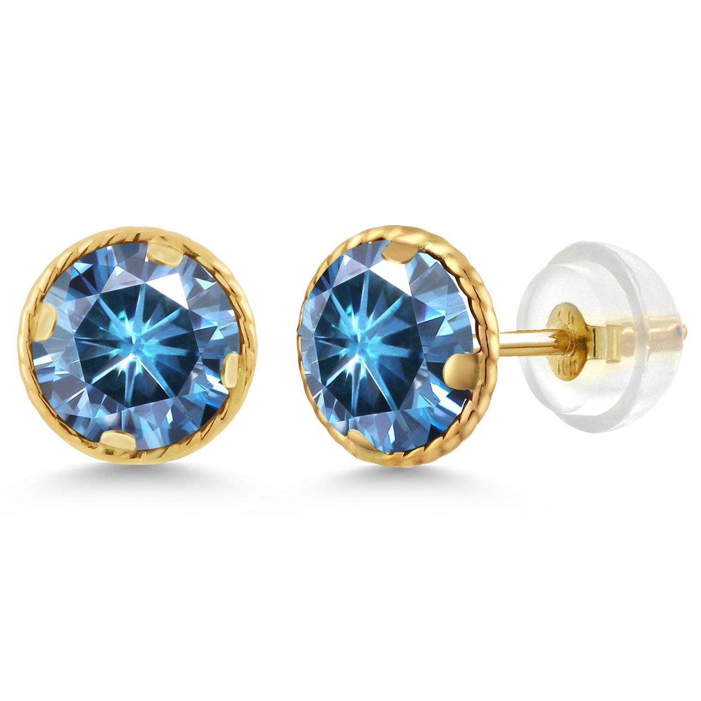 14K Gold 6MM Round Gemstone Birthstone Stud Earrings | Gold Earrings For Women Men