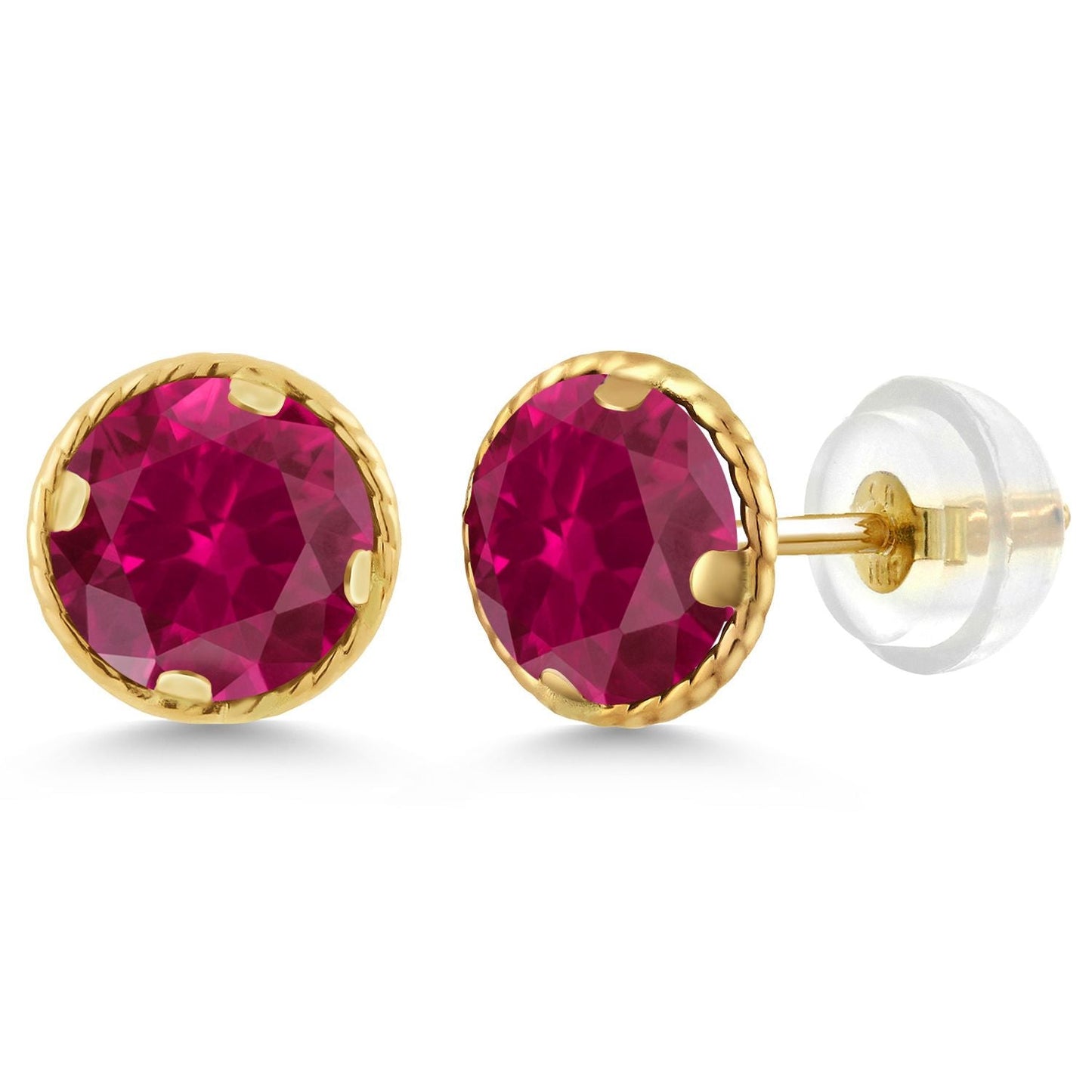 14K Gold 6MM Round Gemstone Birthstone Stud Earrings | Gold Earrings For Women Men