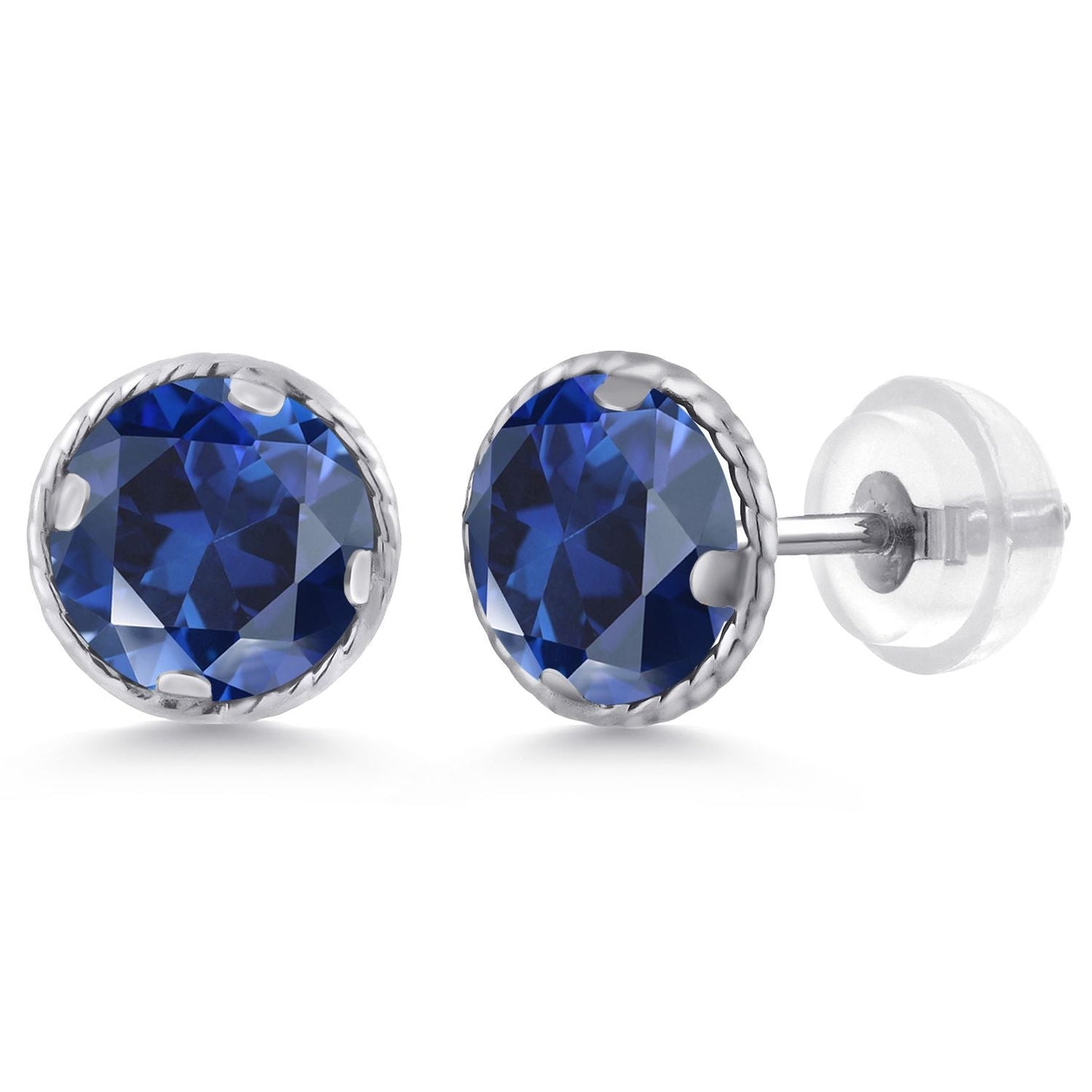 14K Gold 6MM Round Gemstone Birthstone Stud Earrings | Gold Earrings For Women Men