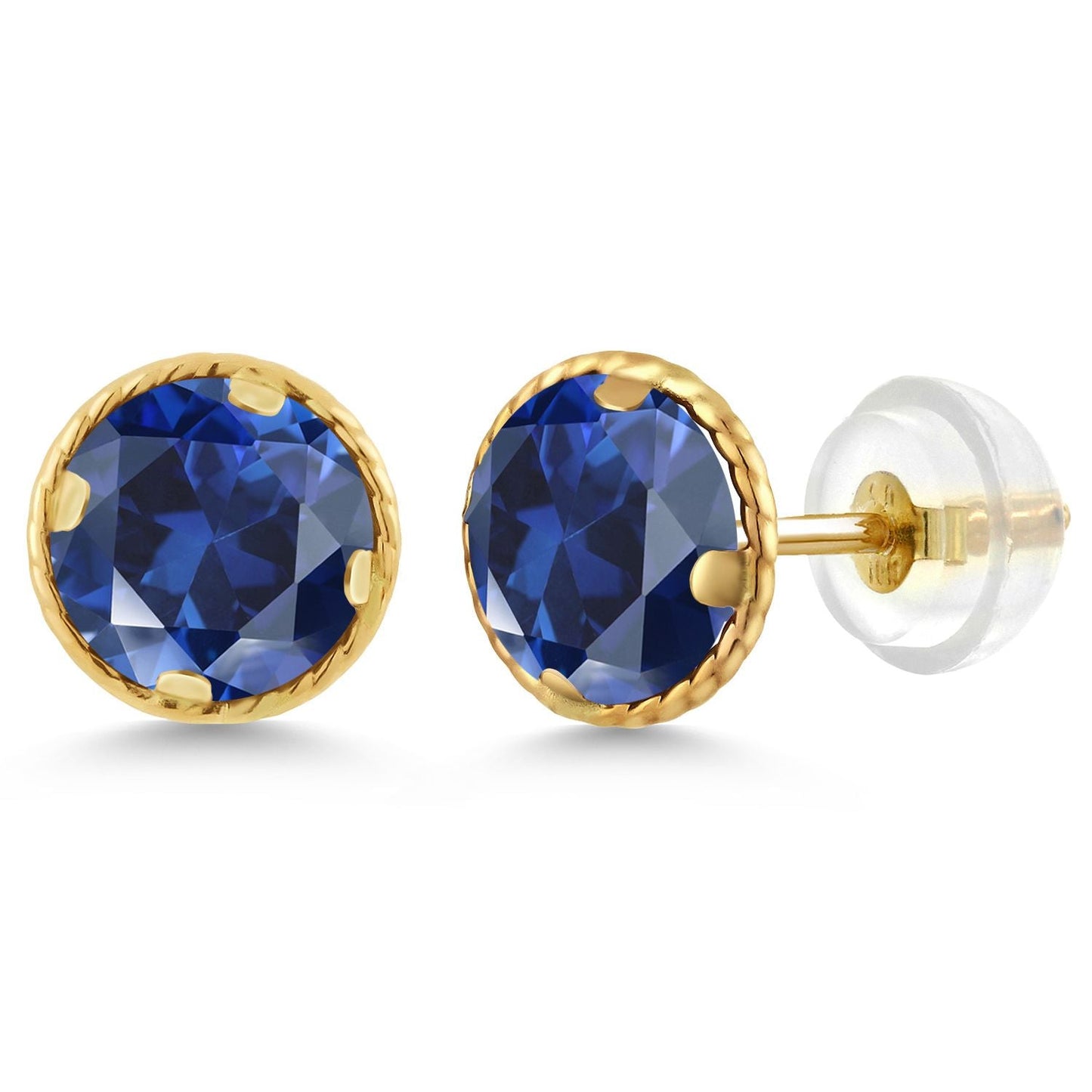 14K Gold 6MM Round Gemstone Birthstone Stud Earrings | Gold Earrings For Women Men