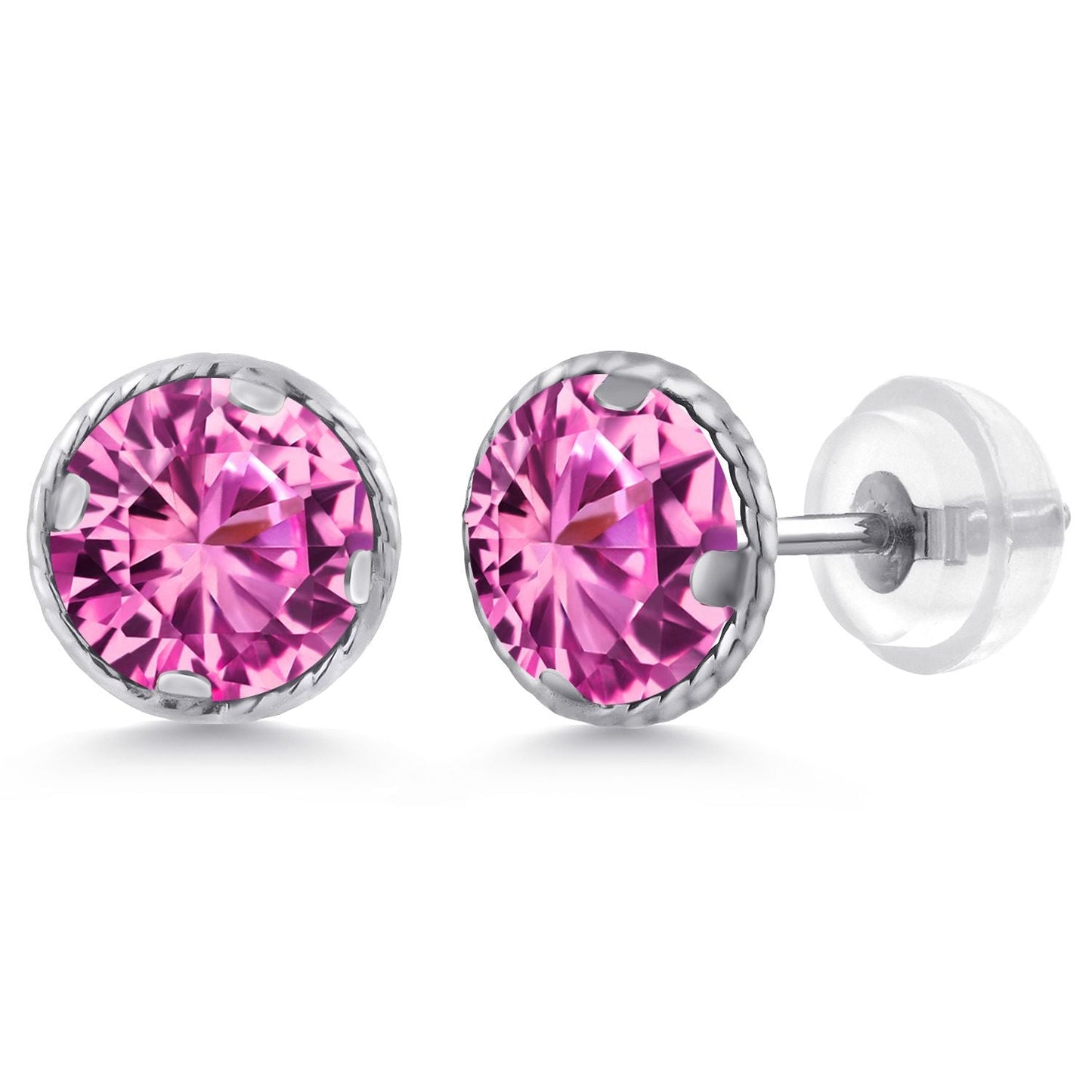 14K Gold 6MM Round Gemstone Birthstone Stud Earrings | Gold Earrings For Women Men