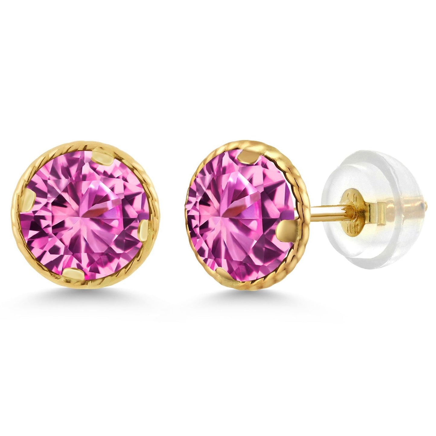 14K Gold 6MM Round Gemstone Birthstone Stud Earrings | Gold Earrings For Women Men