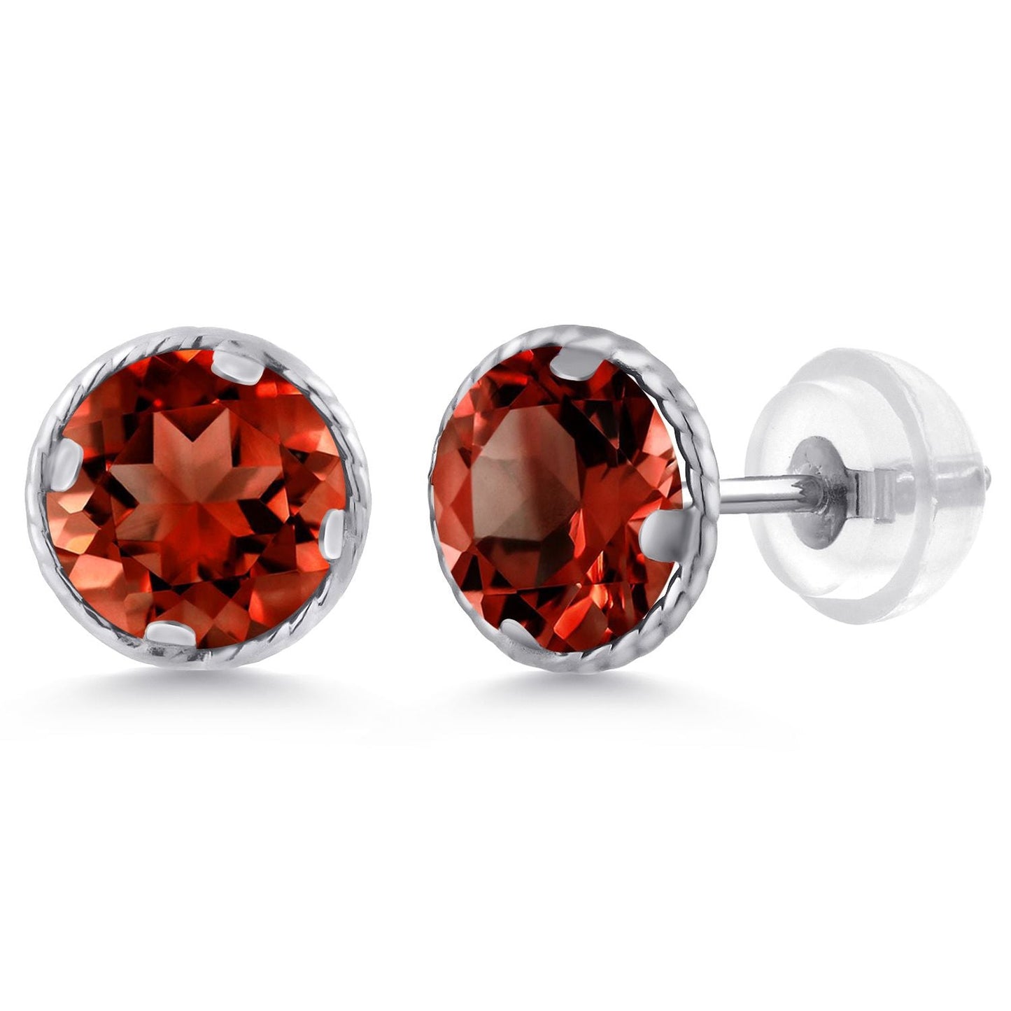14K Gold 6MM Round Gemstone Birthstone Stud Earrings | Gold Earrings For Women Men