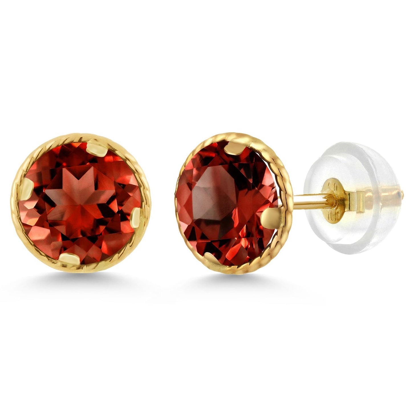 14K Gold 6MM Round Gemstone Birthstone Stud Earrings | Gold Earrings For Women Men