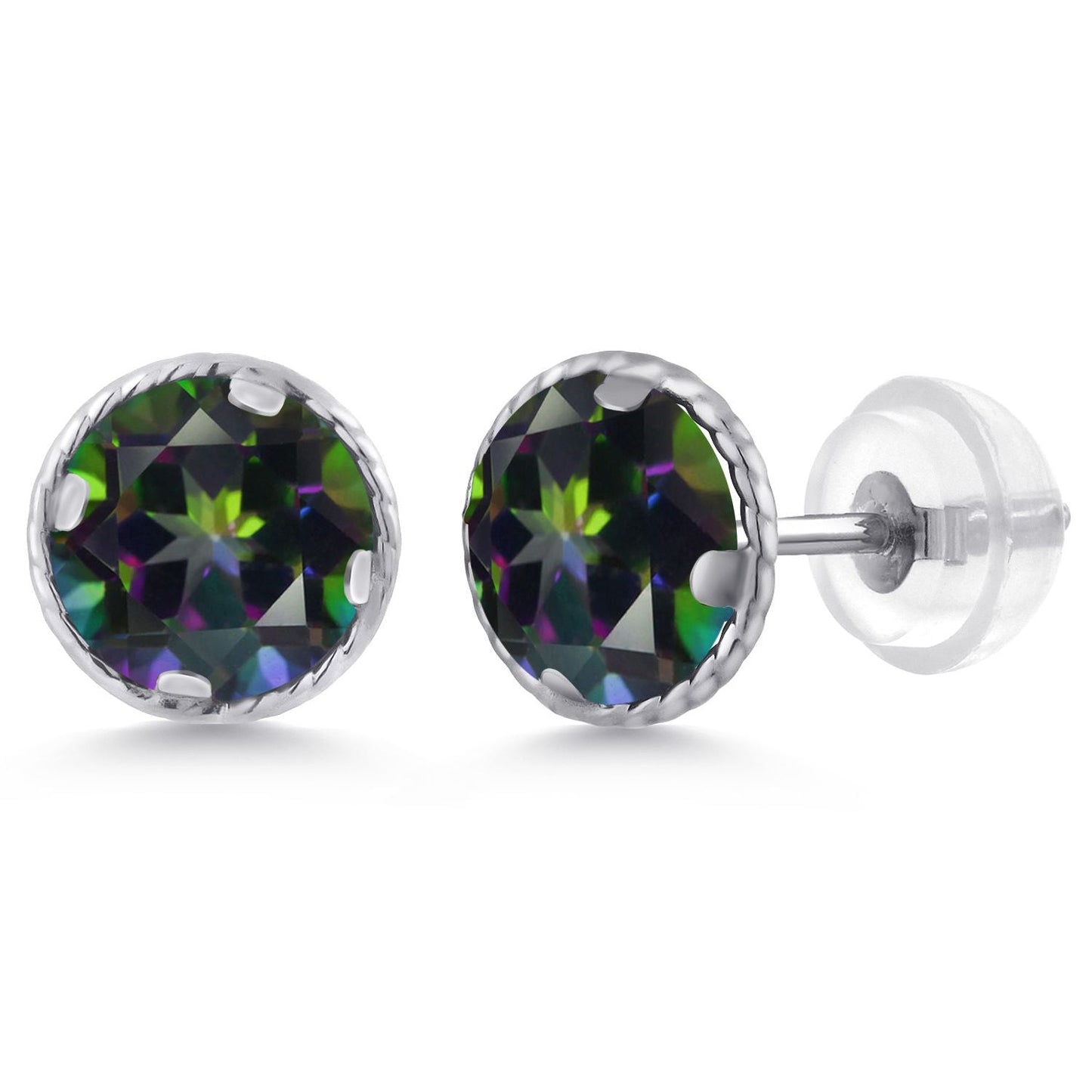 14K Gold 6MM Round Gemstone Birthstone Stud Earrings | Gold Earrings For Women Men