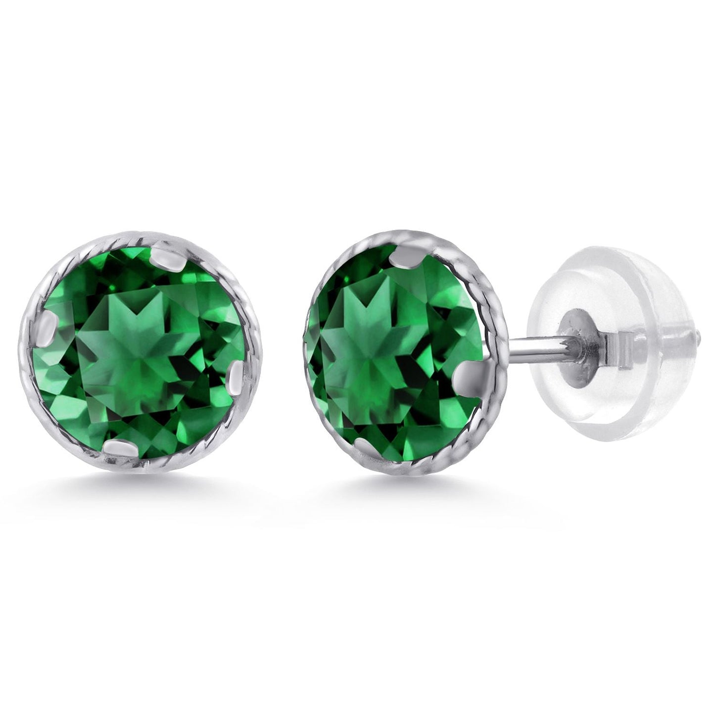 14K Gold 6MM Round Gemstone Birthstone Stud Earrings | Gold Earrings For Women Men