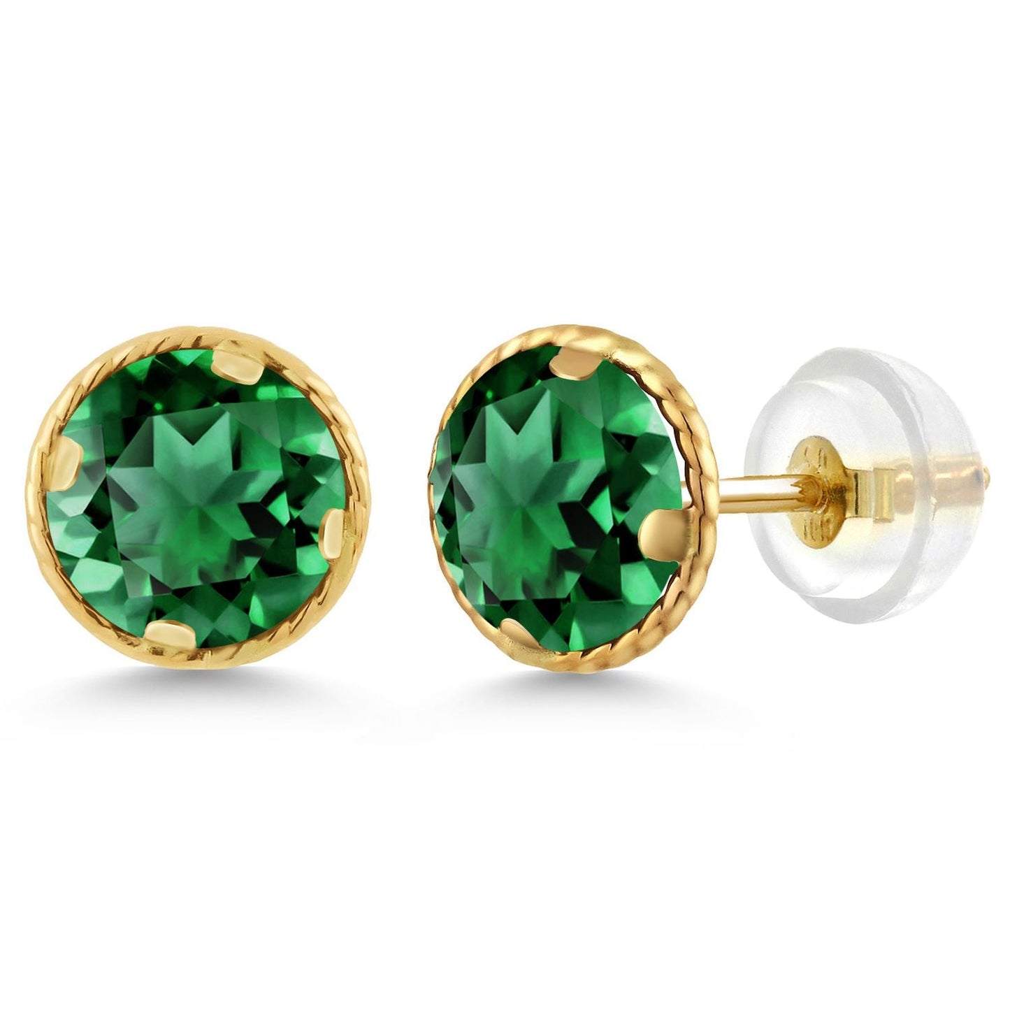 14K Gold 6MM Round Gemstone Birthstone Stud Earrings | Gold Earrings For Women Men