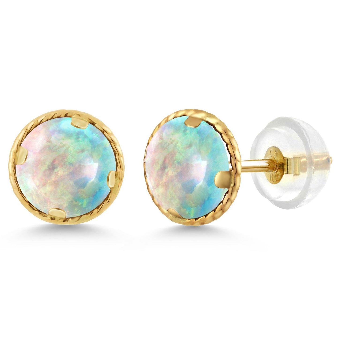14K Gold 6MM Round Gemstone Birthstone Stud Earrings | Gold Earrings For Women Men