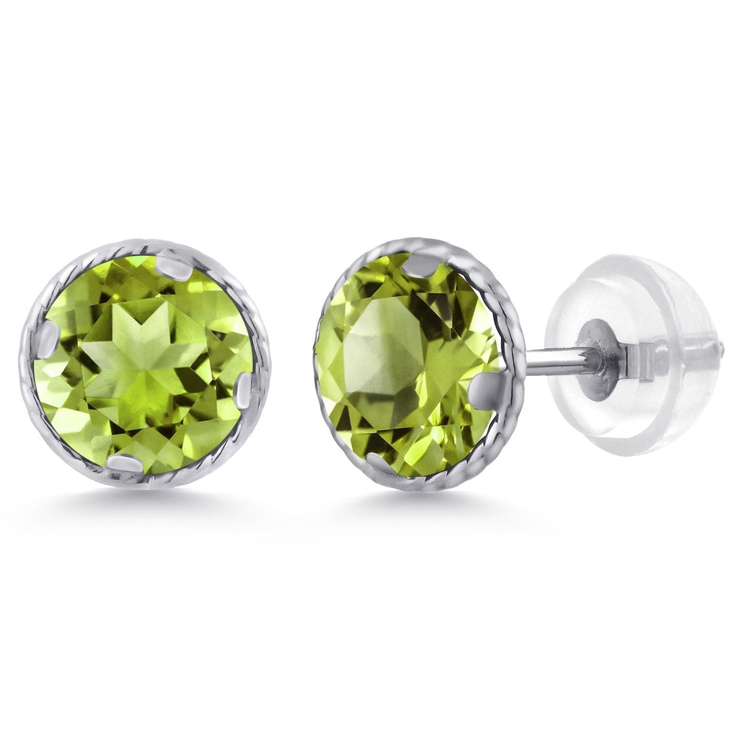 14K Gold 6MM Round Gemstone Birthstone Stud Earrings | Gold Earrings For Women Men