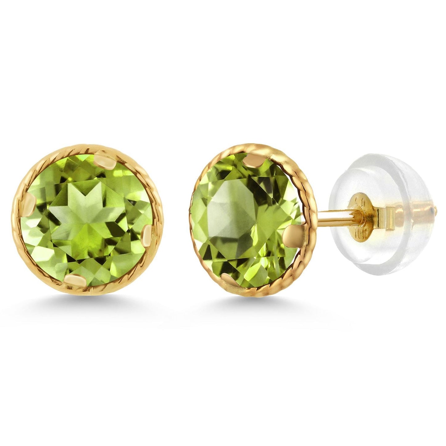 14K Gold 6MM Round Gemstone Birthstone Stud Earrings | Gold Earrings For Women Men