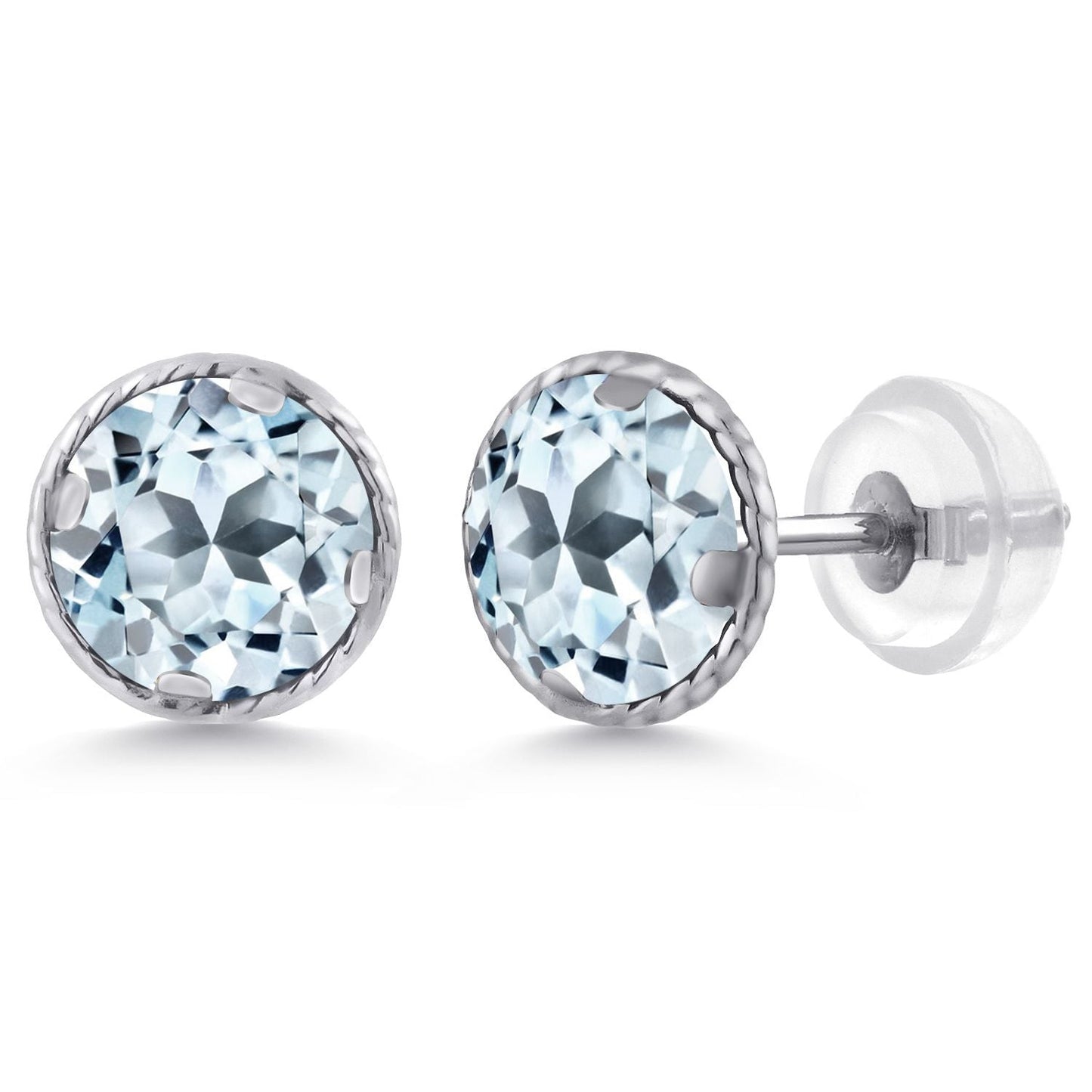 14K Gold 6MM Round Gemstone Birthstone Stud Earrings | Gold Earrings For Women Men