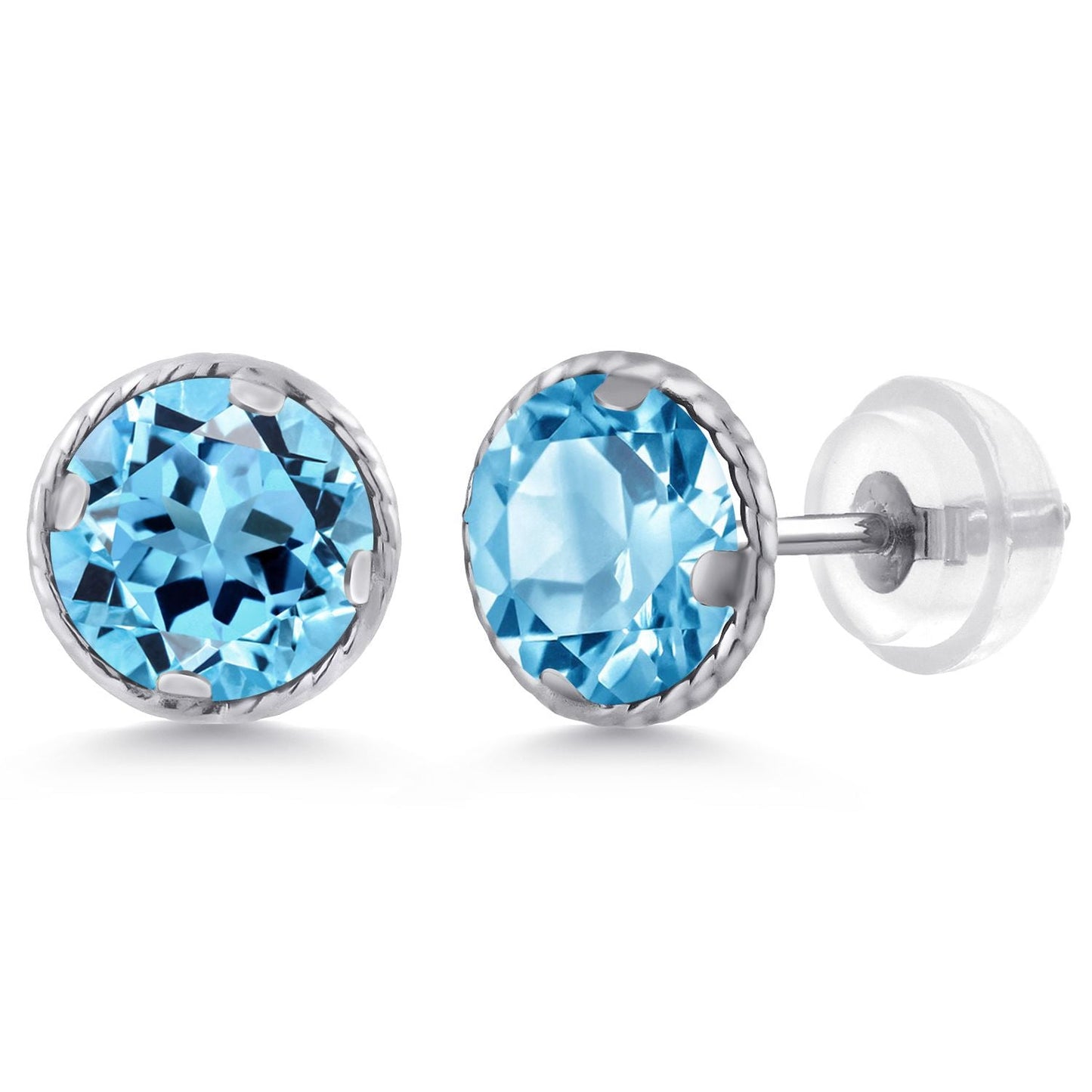 14K Gold 6MM Round Gemstone Birthstone Stud Earrings | Gold Earrings For Women Men