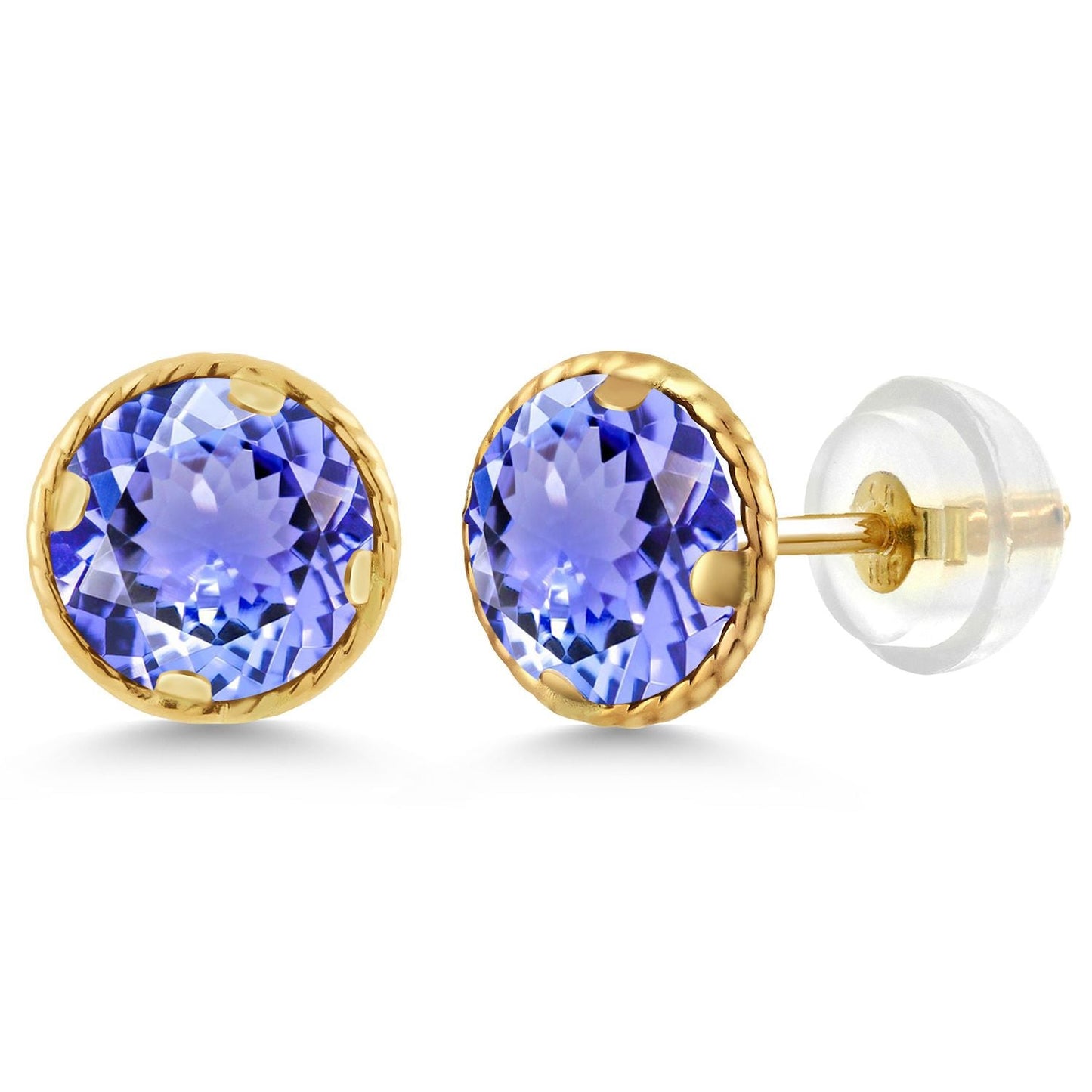 14K Gold 6MM Round Gemstone Birthstone Stud Earrings | Gold Earrings For Women Men