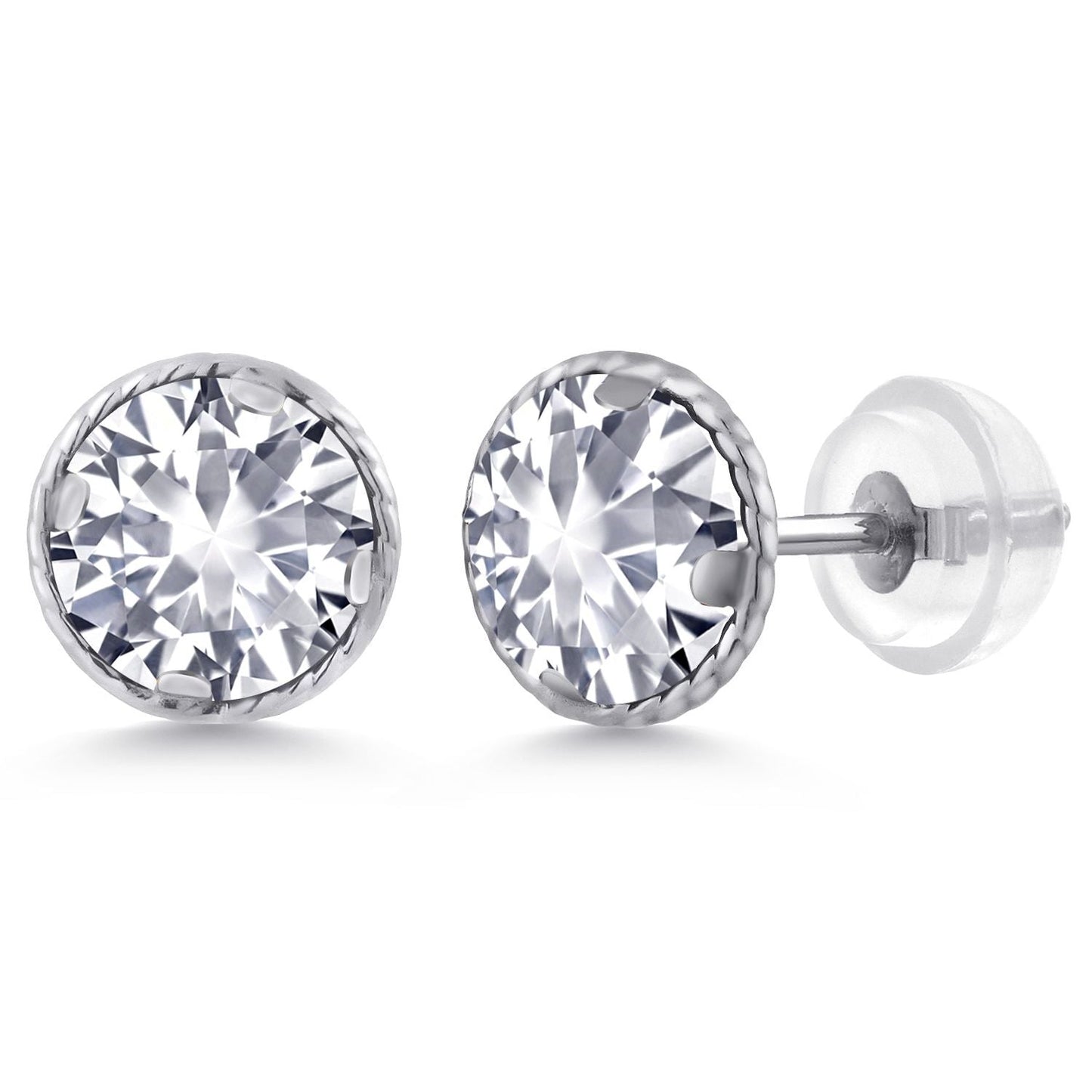 14K Gold 6MM Round Gemstone Birthstone Stud Earrings | Gold Earrings For Women Men