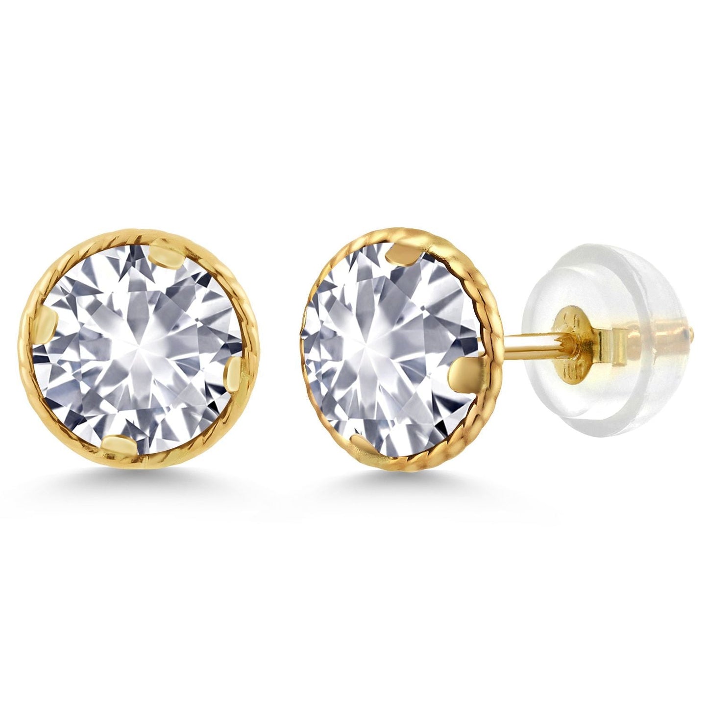 14K Gold 6MM Round Gemstone Birthstone Stud Earrings | Gold Earrings For Women Men