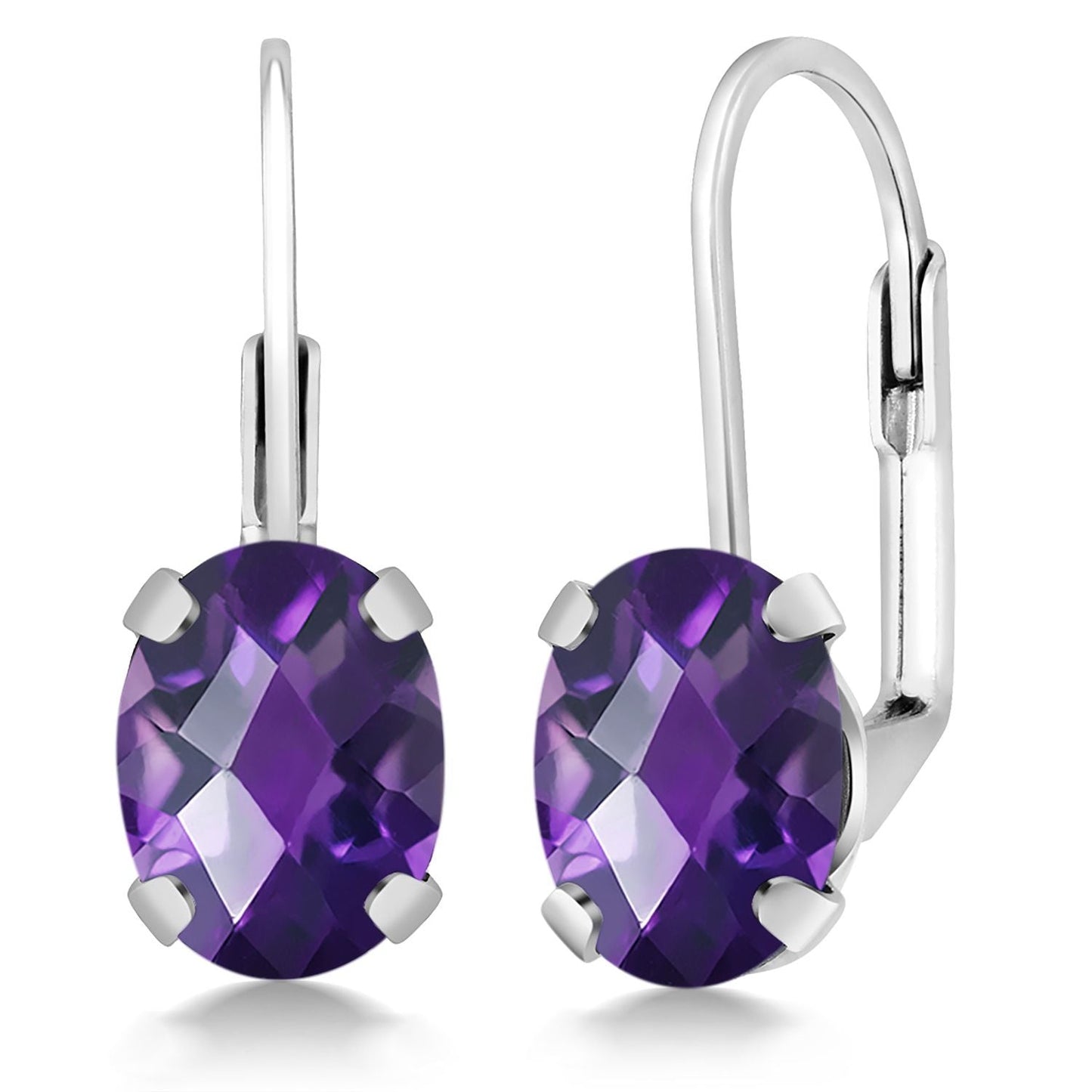 8X6MM Oval Drop Dangle Earrings for Women | 925 Sterling Silver | Genuine Gemstone Birthstone Leverback Earrings | Fine Jewelry Gifts for Her Mom Women Wife