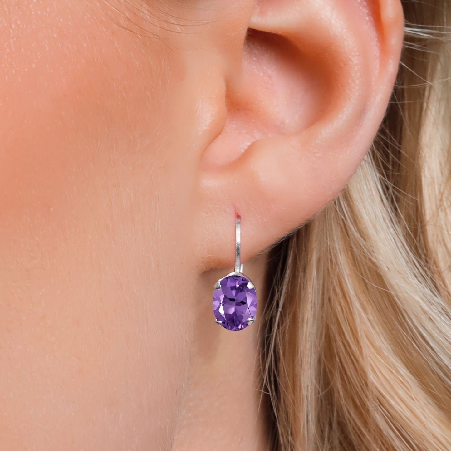 8X6MM Oval Drop Dangle Earrings for Women | 925 Sterling Silver | Genuine Gemstone Birthstone Leverback Earrings | Fine Jewelry Gifts for Her Mom Women Wife