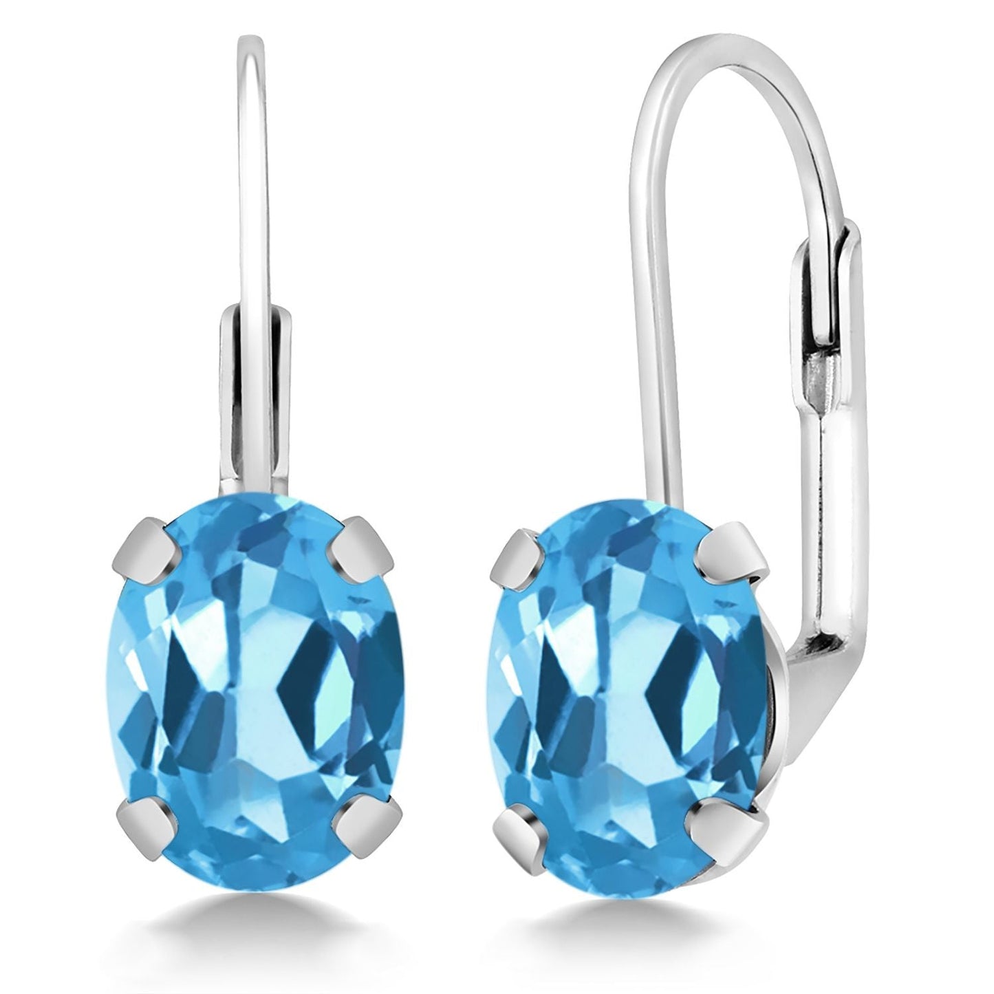 8X6MM Oval Drop Dangle Earrings for Women | 925 Sterling Silver | Genuine Gemstone Birthstone Leverback Earrings | Fine Jewelry Gifts for Her Mom Women Wife