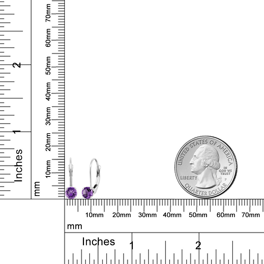 Solid 14K Gold 4MM Round Gemstone Birthstone Leverback Earrings | Gold Earrings For Women