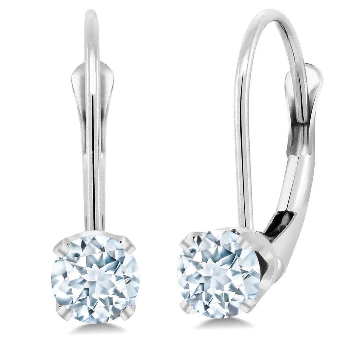 Solid 14K Gold 4MM Round Gemstone Birthstone Leverback Earrings | Gold Earrings For Women