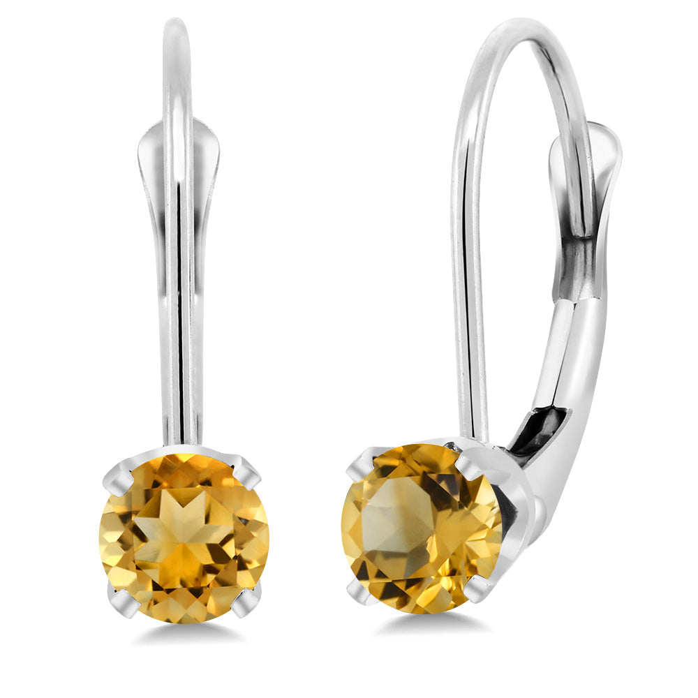 Solid 14K Gold 4MM Round Gemstone Birthstone Leverback Earrings | Gold Earrings For Women