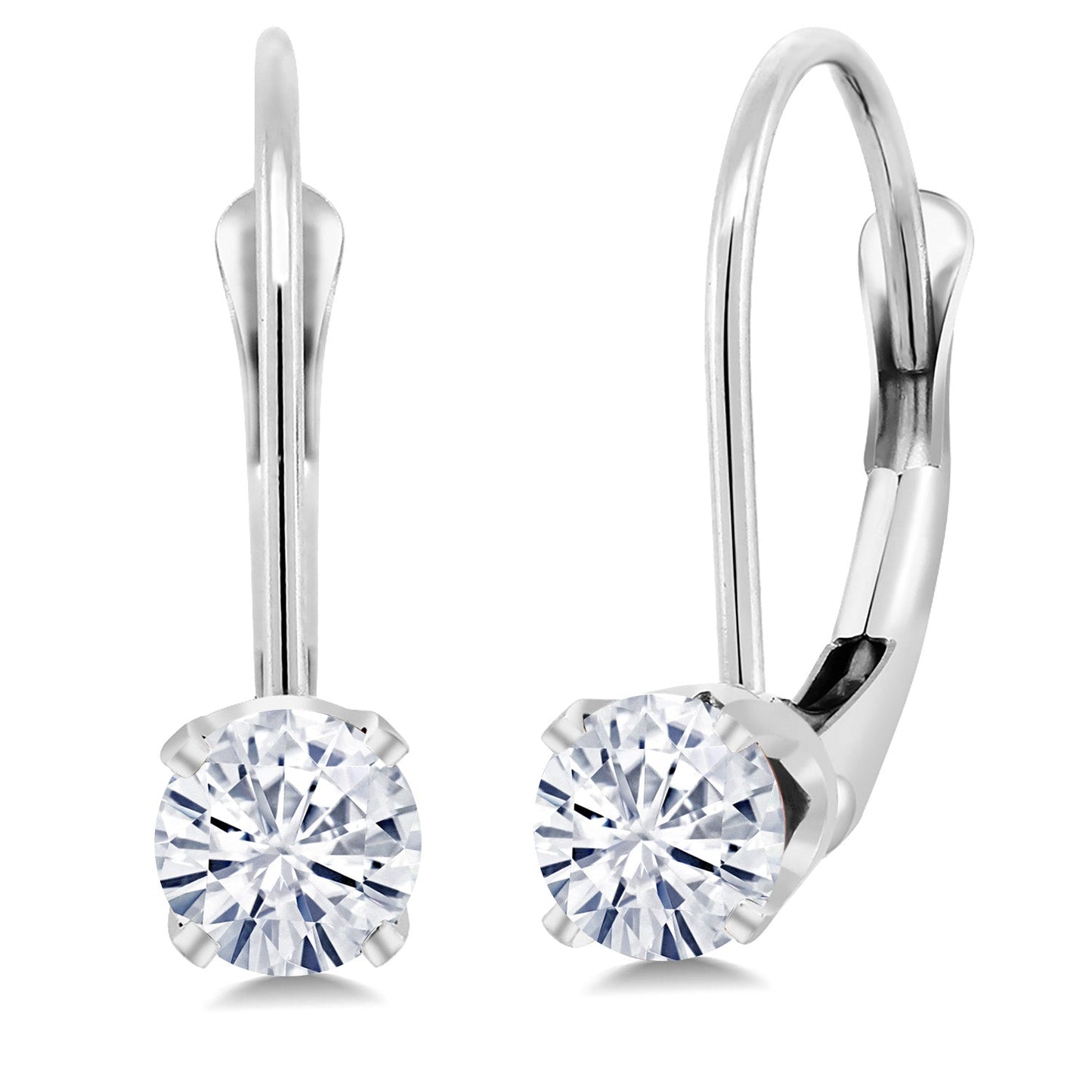 Solid 14K Gold 4MM Round Gemstone Birthstone Leverback Earrings | Gold Earrings For Women