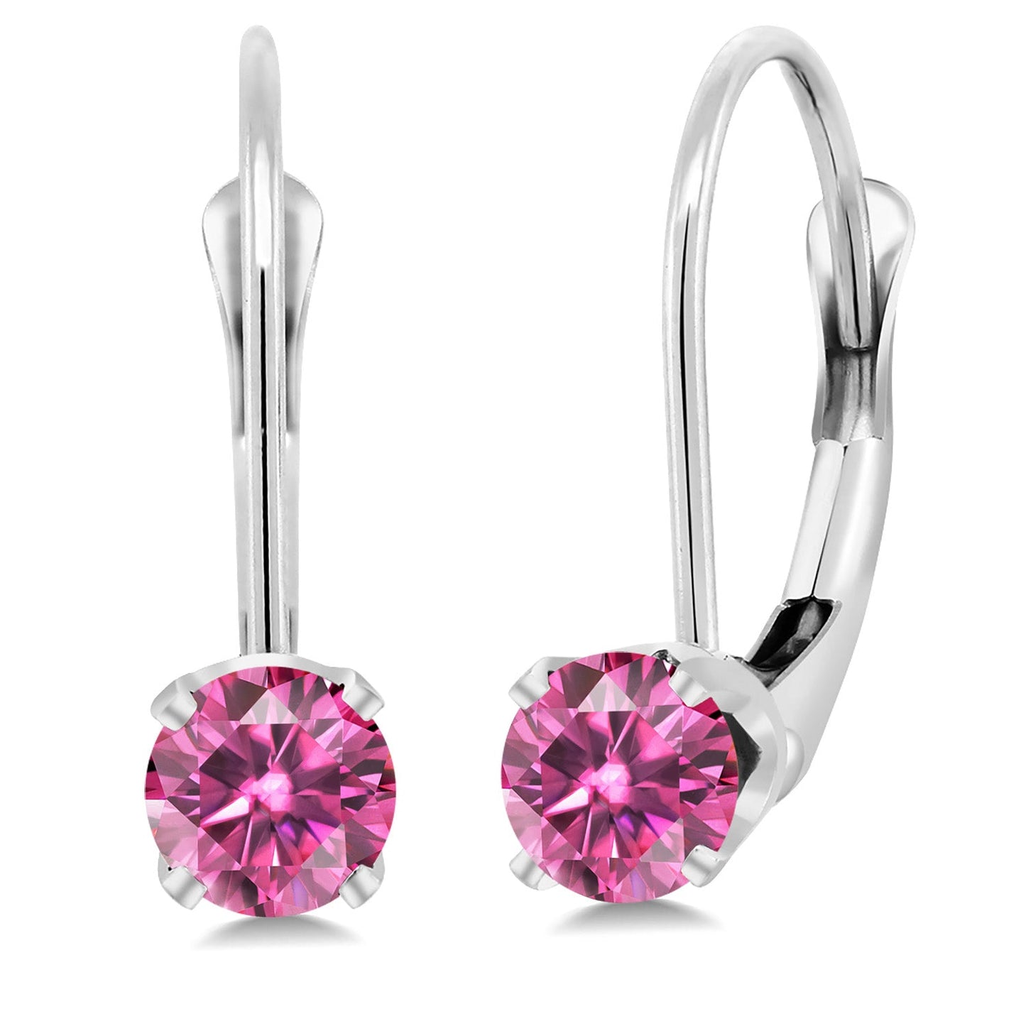 Solid 14K Gold 4MM Round Gemstone Birthstone Leverback Earrings | Gold Earrings For Women