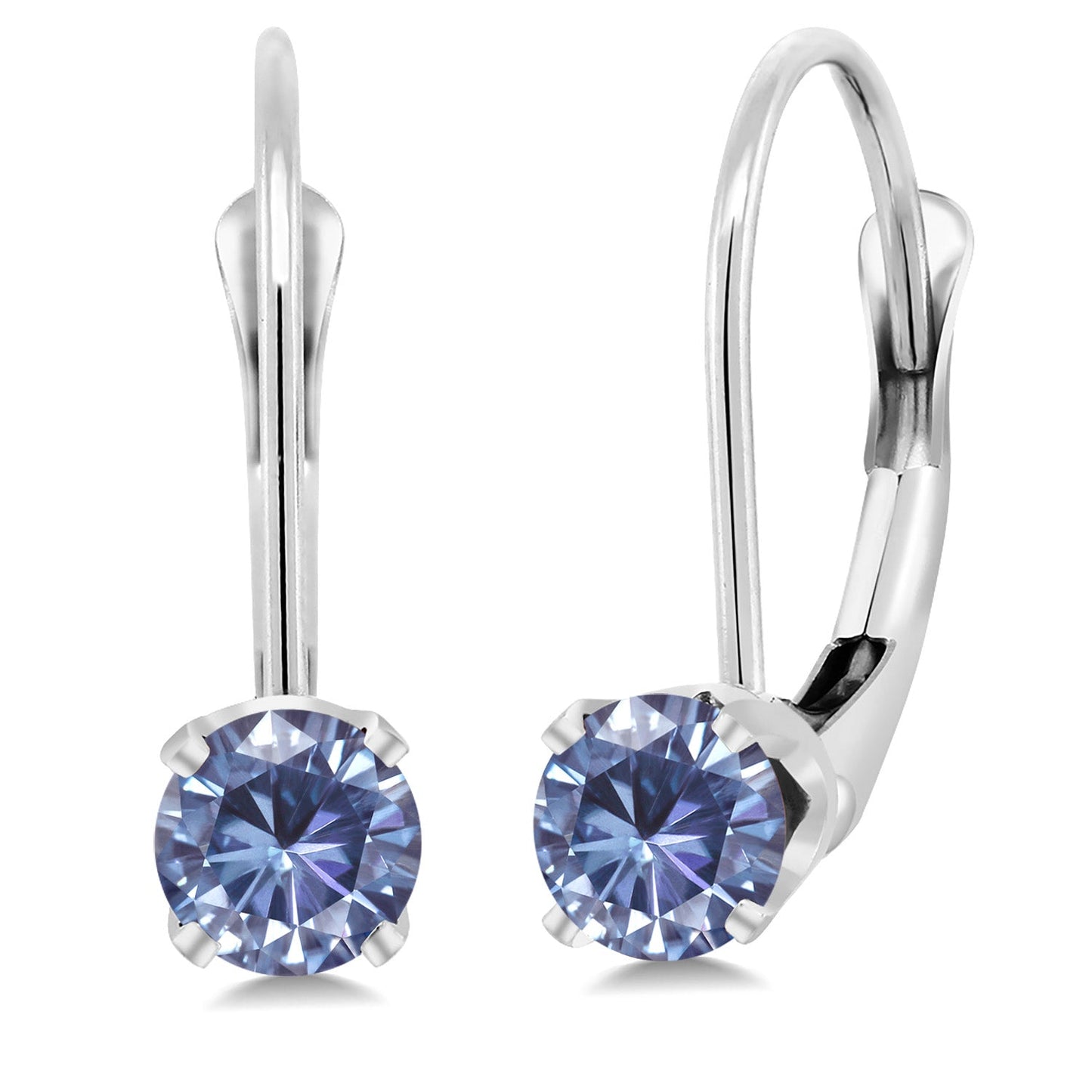 Solid 14K Gold 4MM Round Gemstone Birthstone Leverback Earrings | Gold Earrings For Women