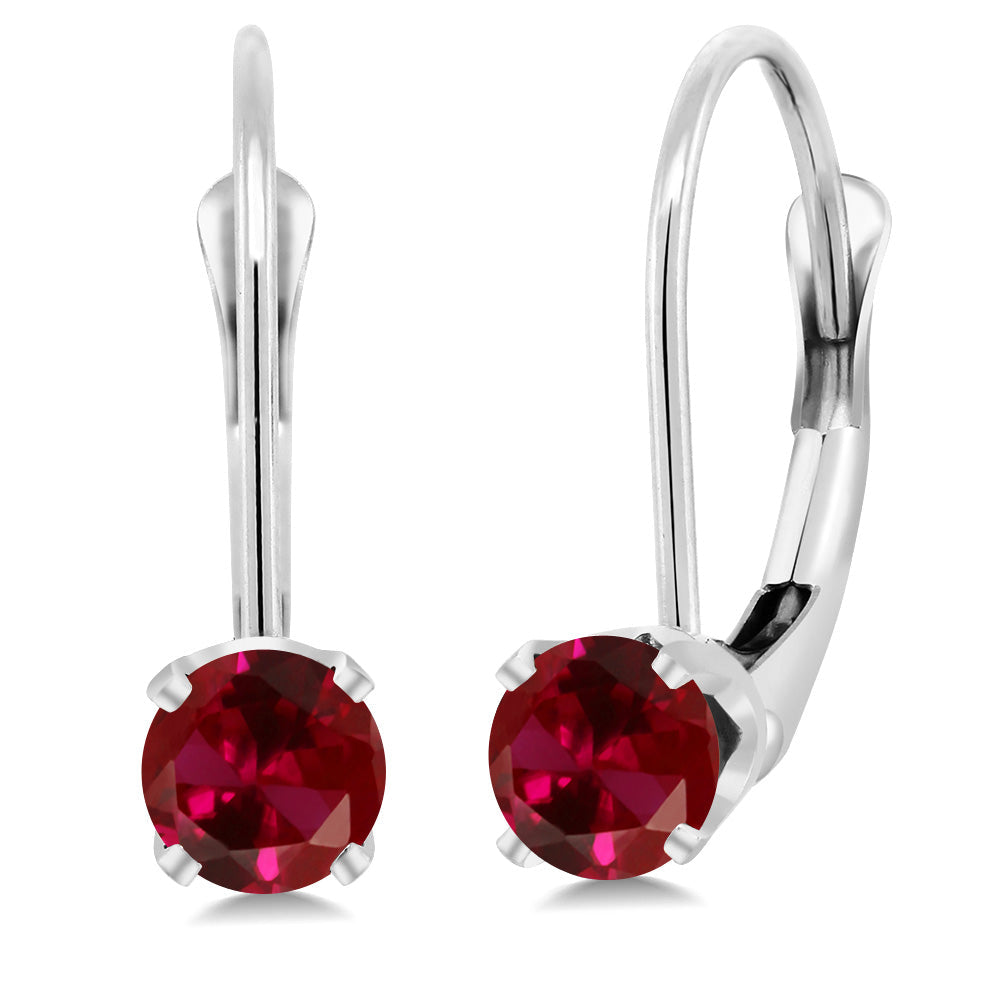 Solid 14K Gold 4MM Round Gemstone Birthstone Leverback Earrings | Gold Earrings For Women