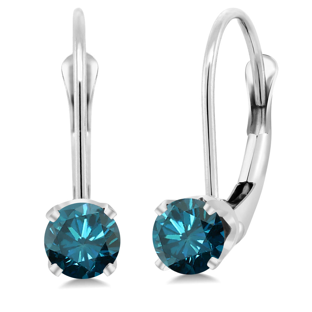 Solid 14K Gold 4MM Round Gemstone Birthstone Leverback Earrings | Gold Earrings For Women