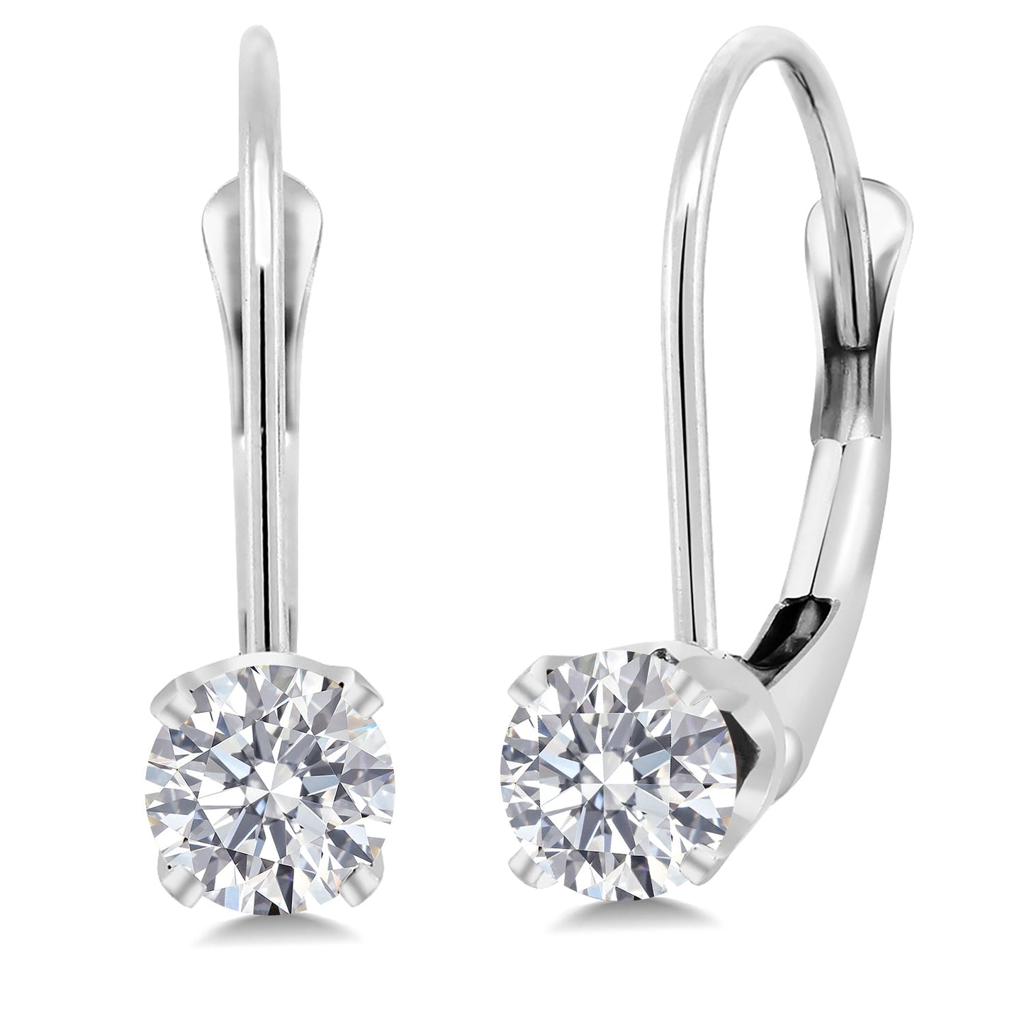 Solid 14K Gold 4MM Round Gemstone Birthstone Leverback Earrings | Gold Earrings For Women