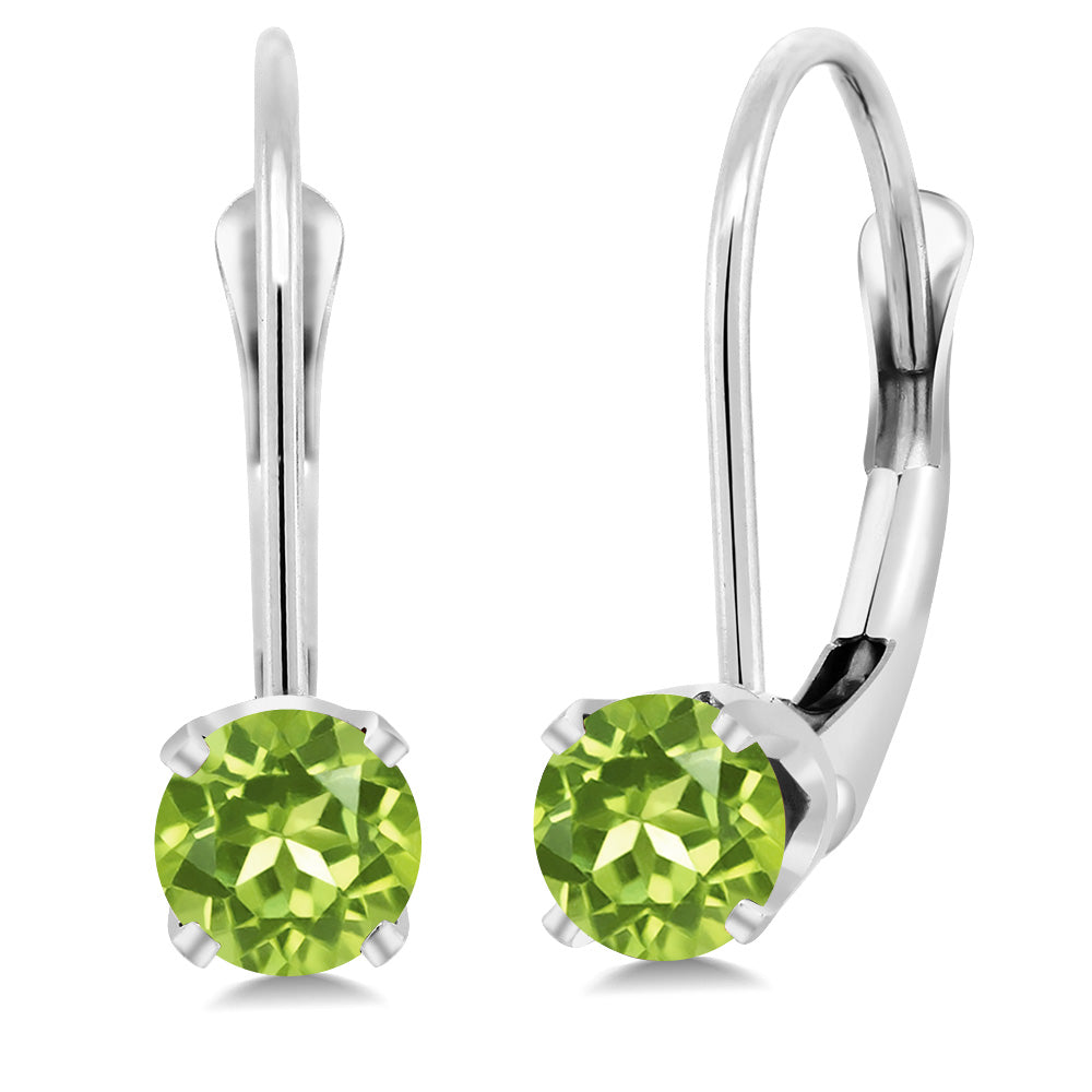 Solid 14K Gold 4MM Round Gemstone Birthstone Leverback Earrings | Gold Earrings For Women