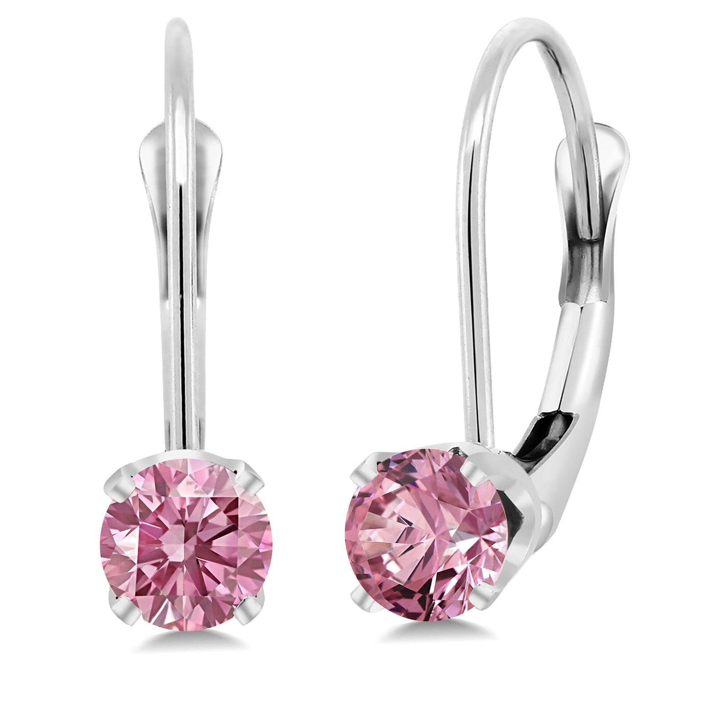 Solid 14K Gold 4MM Round Gemstone Birthstone Leverback Earrings | Gold Earrings For Women