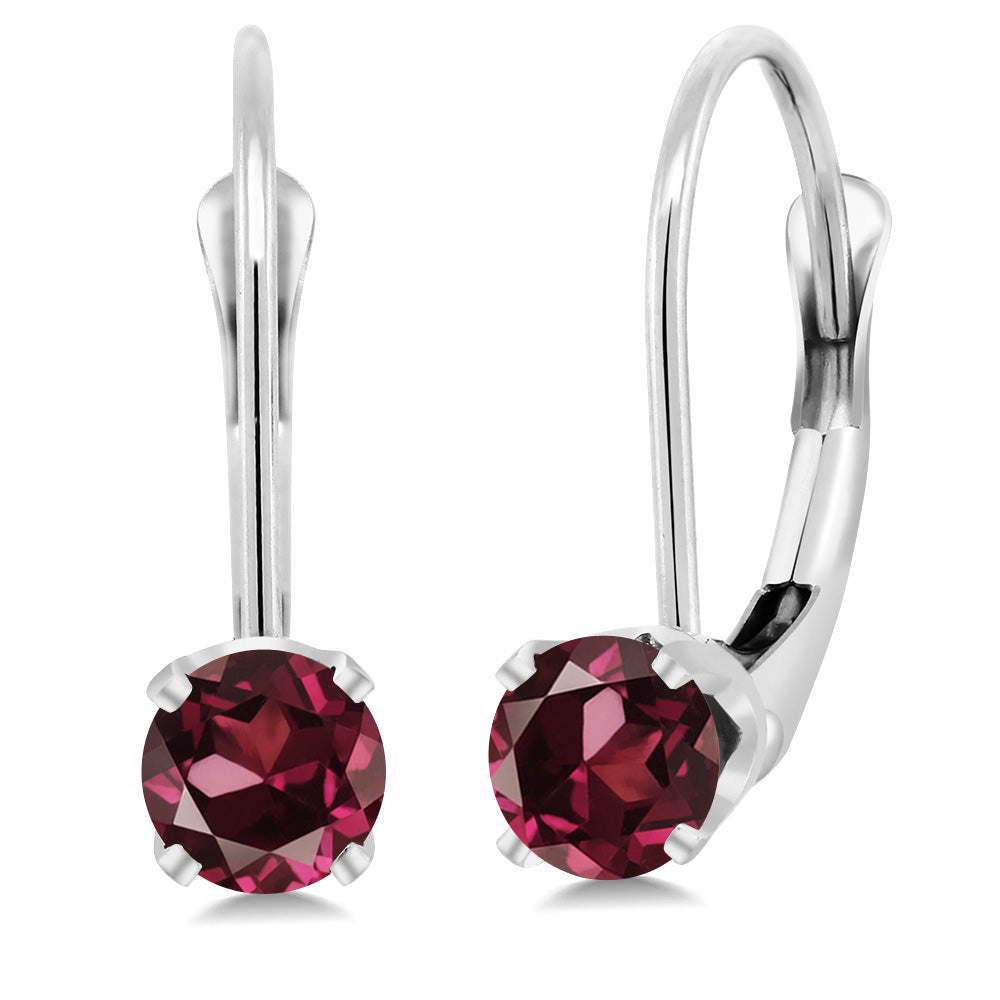 Solid 14K Gold 4MM Round Gemstone Birthstone Leverback Earrings | Gold Earrings For Women