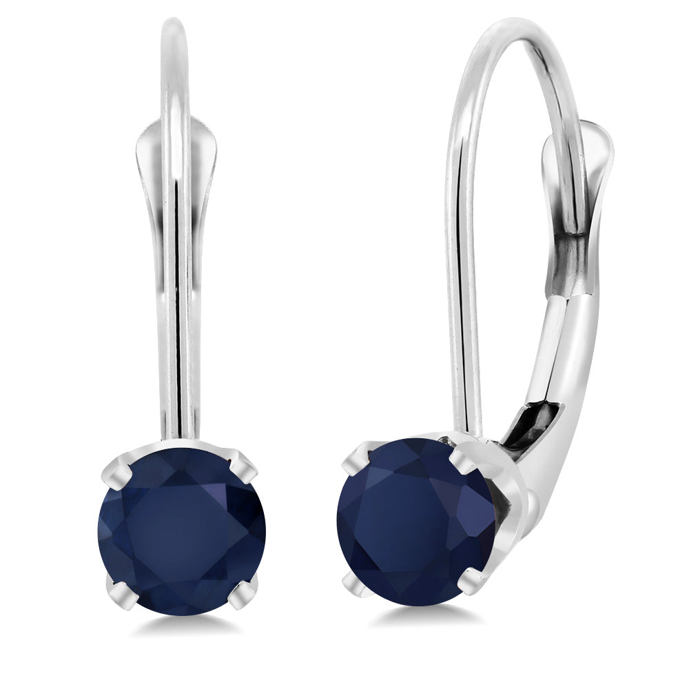 Solid 14K Gold 4MM Round Gemstone Birthstone Leverback Earrings | Gold Earrings For Women