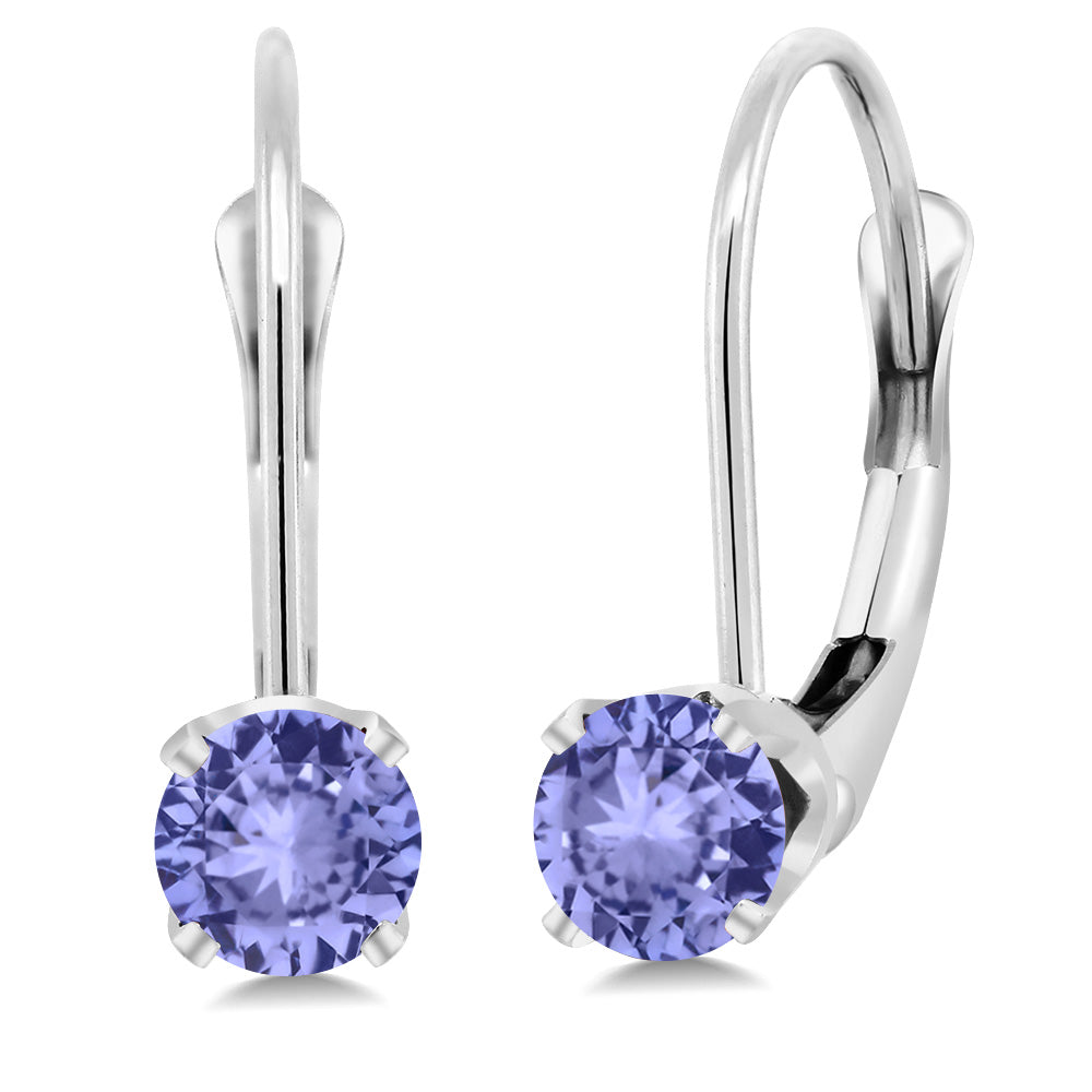 Solid 14K Gold 4MM Round Gemstone Birthstone Leverback Earrings | Gold Earrings For Women